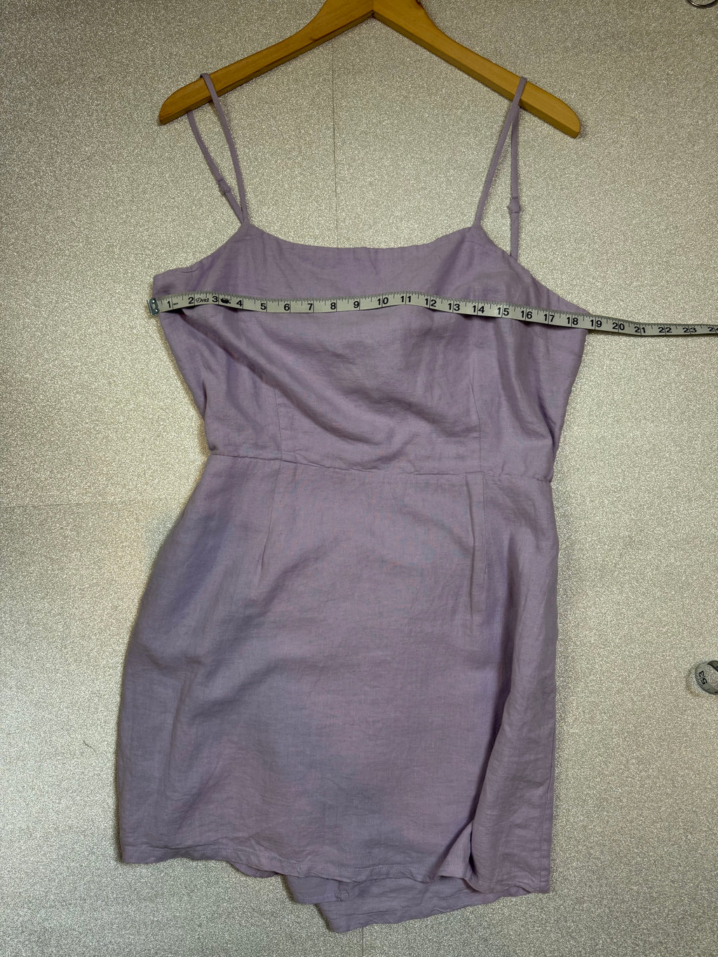 Garage 52% Linen 48% Rayon (Cotton Lining) L Lavendar Spaghetti Strap Mini Dress