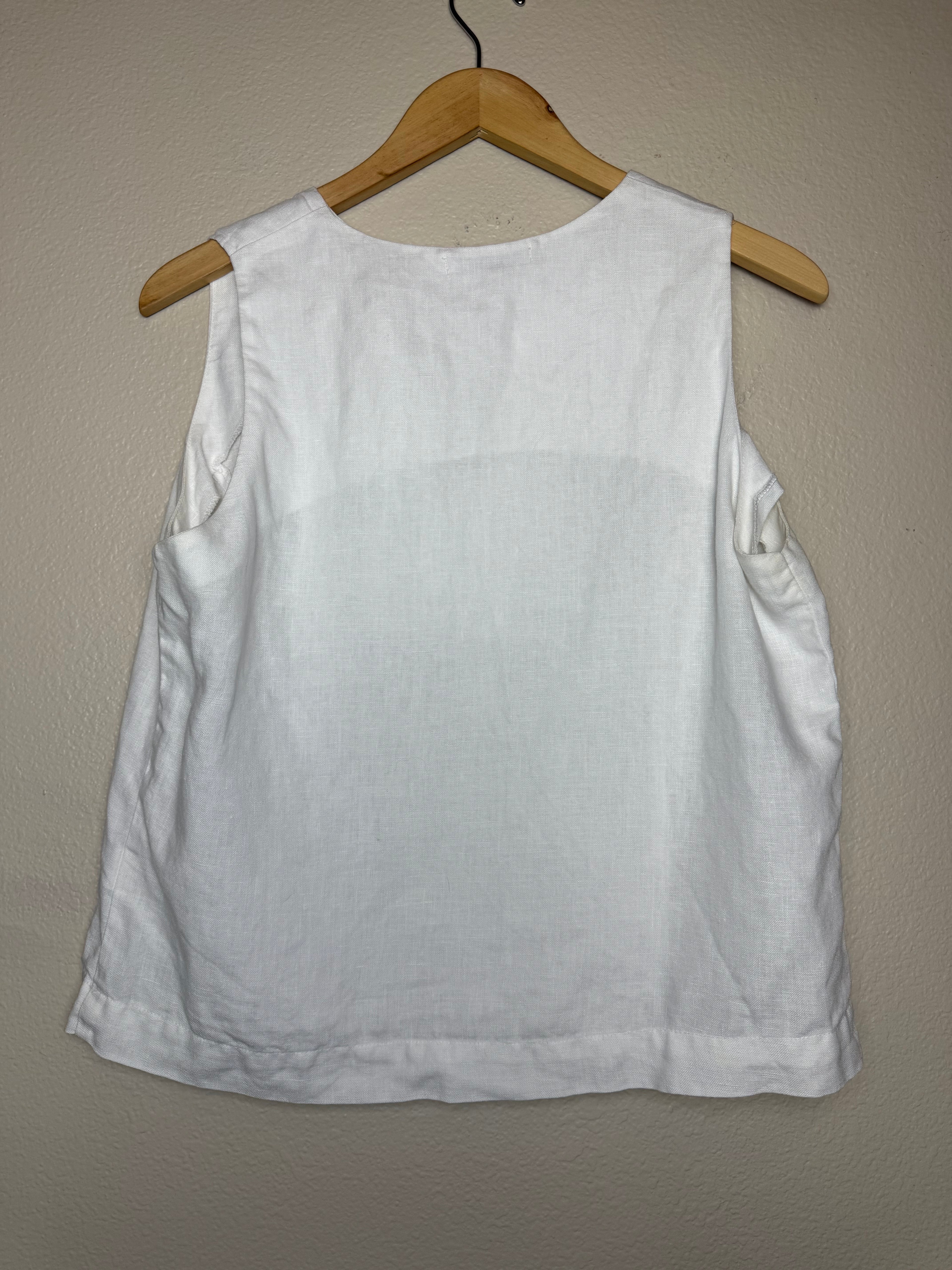 Cut Loose 100% Linen L White Tank Top