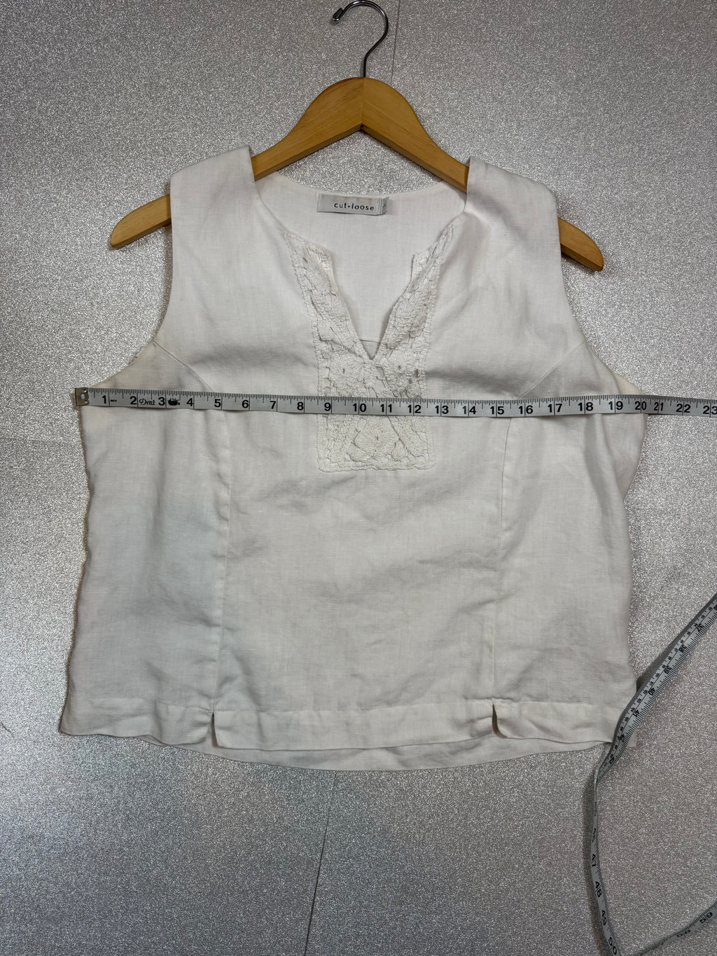 Cut Loose 100% Linen L White Tank Top