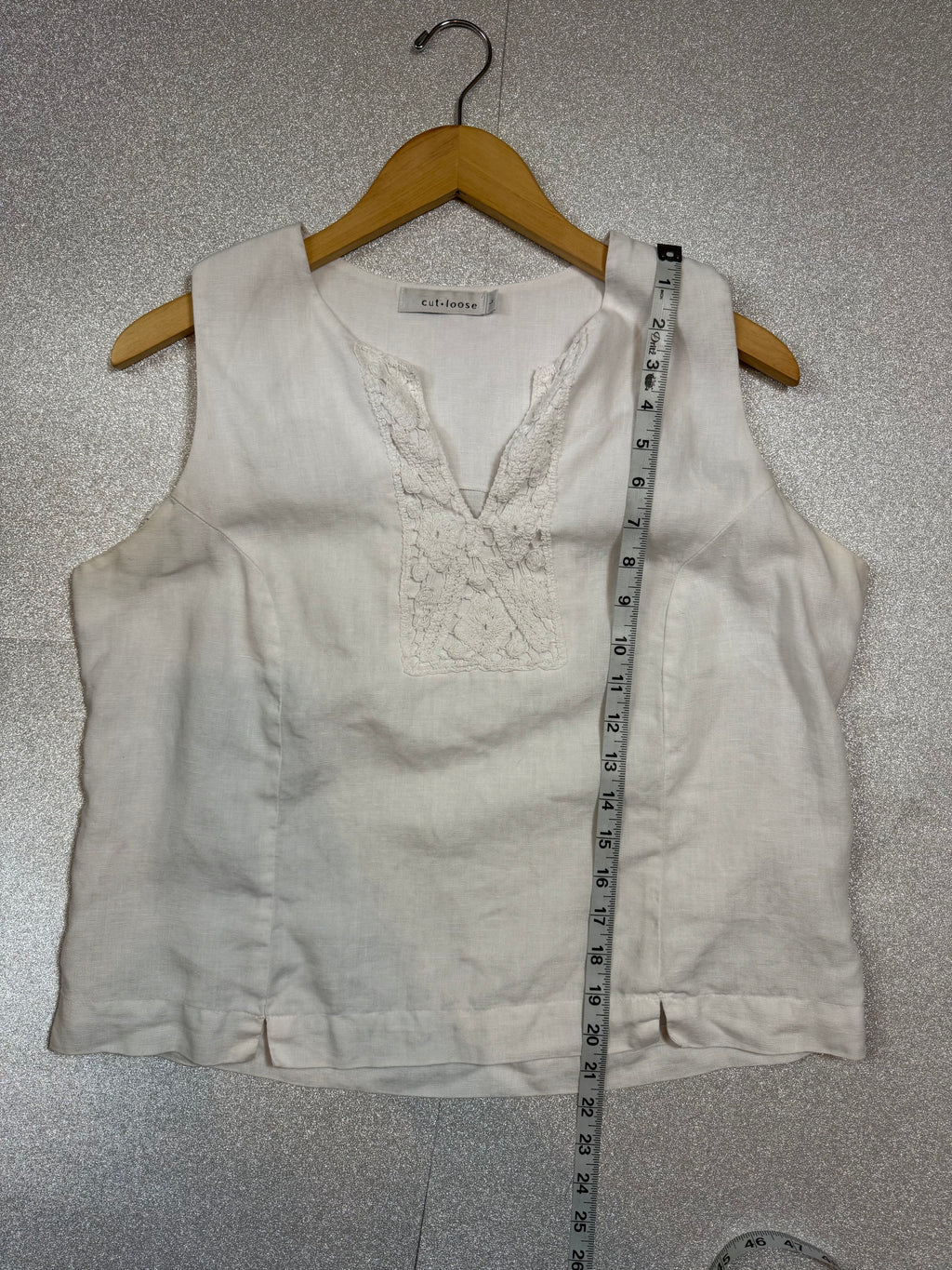 Cut Loose 100% Linen L White Tank Top