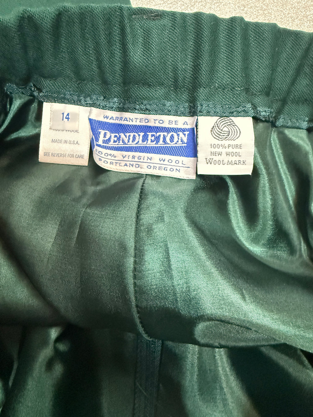 Pendleton 100% Wool Size 14 Forest Green Pants
