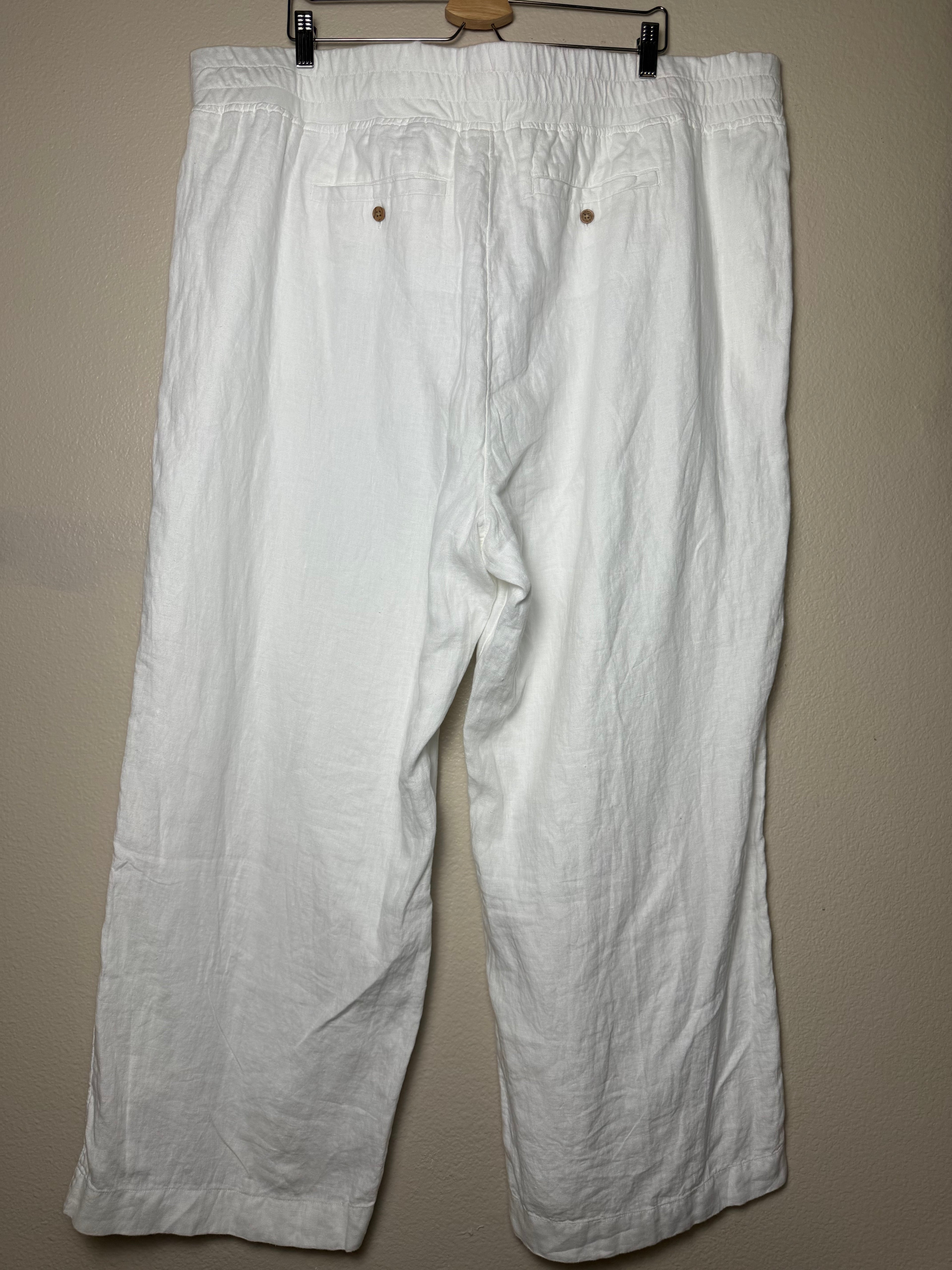 Soft Surroundings 100% Linen 3X White Straight Leg Pants