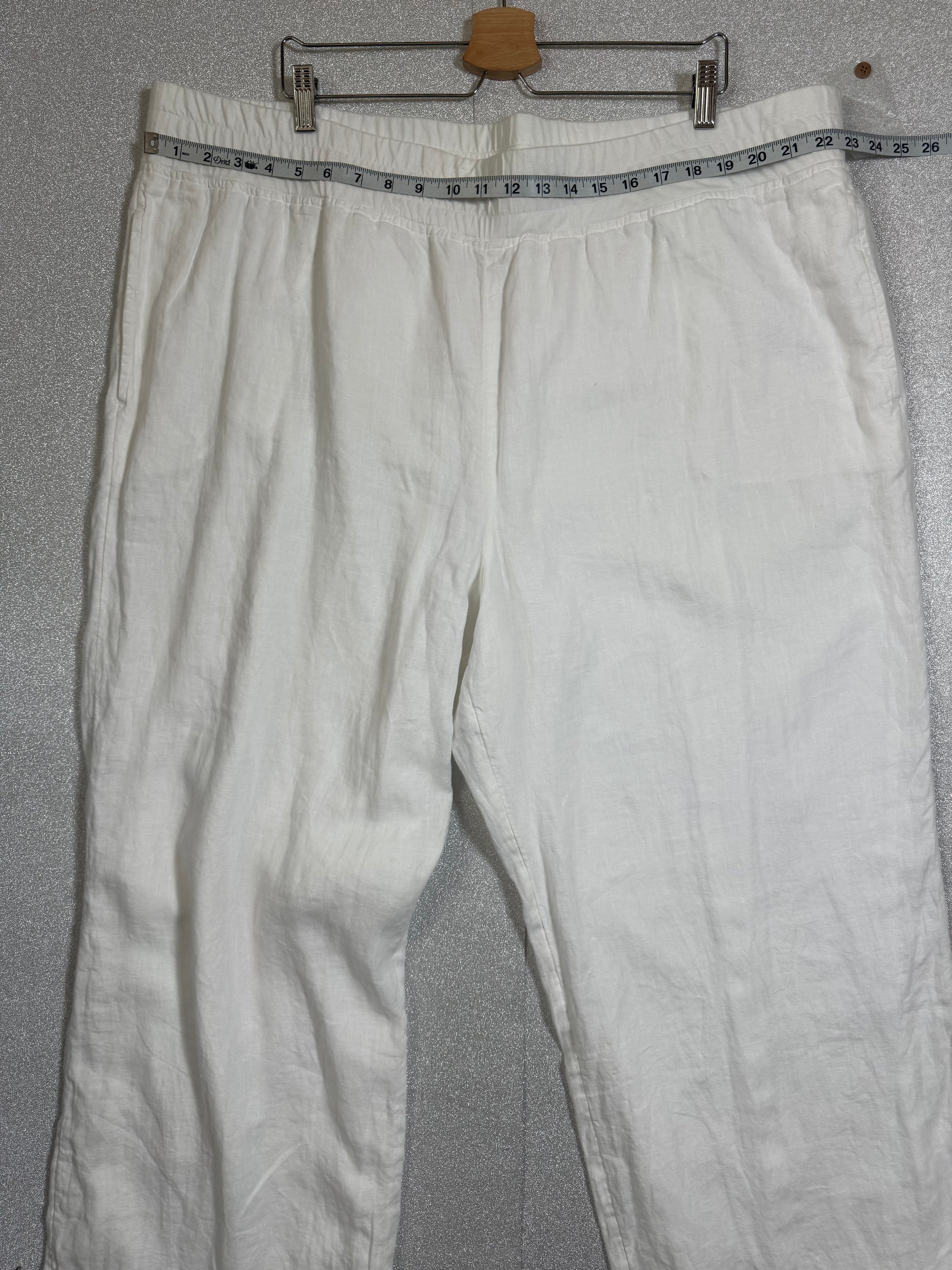 Soft Surroundings 100% Linen 3X White Straight Leg Pants