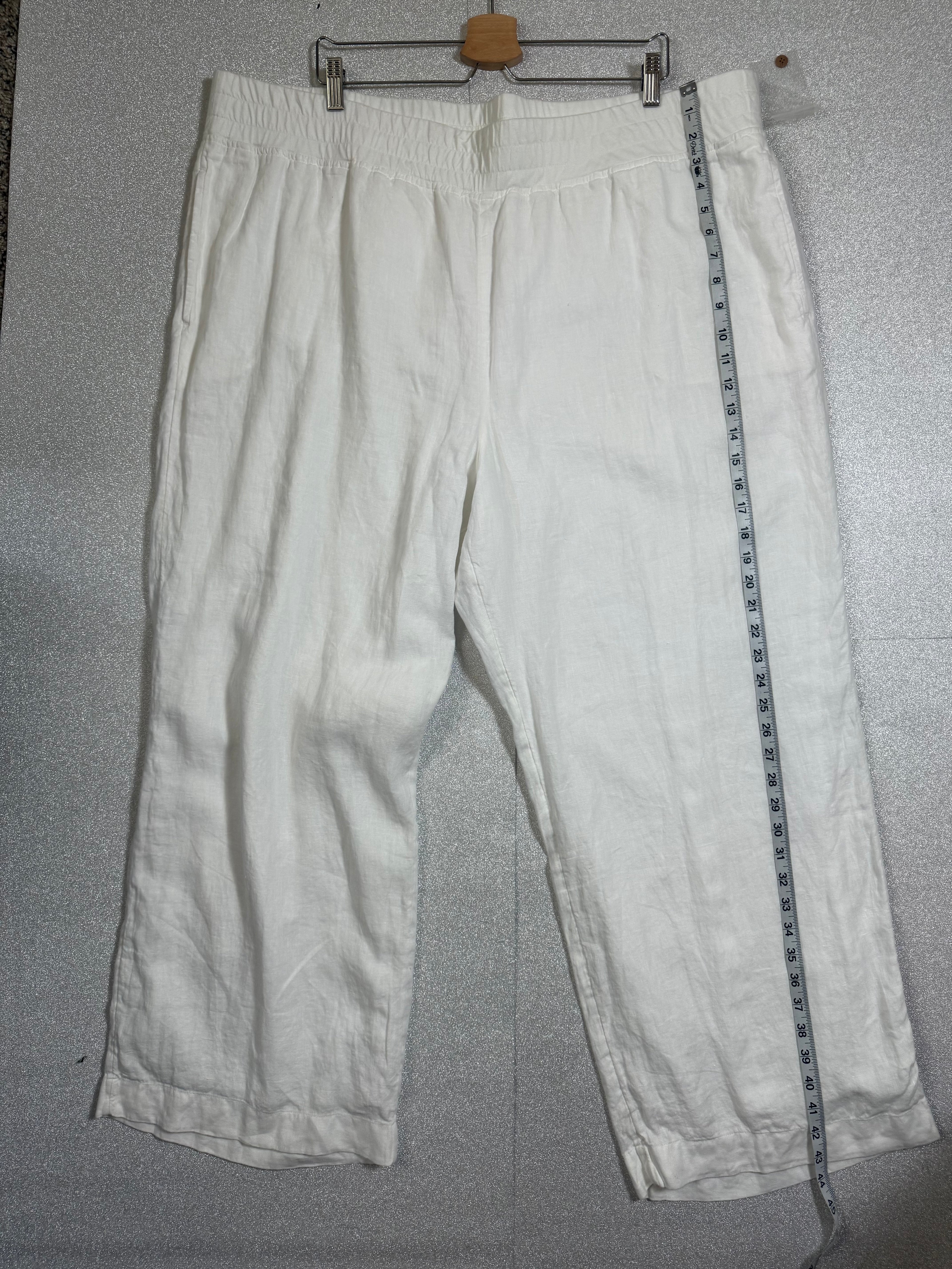 Soft Surroundings 100% Linen 3X White Straight Leg Pants