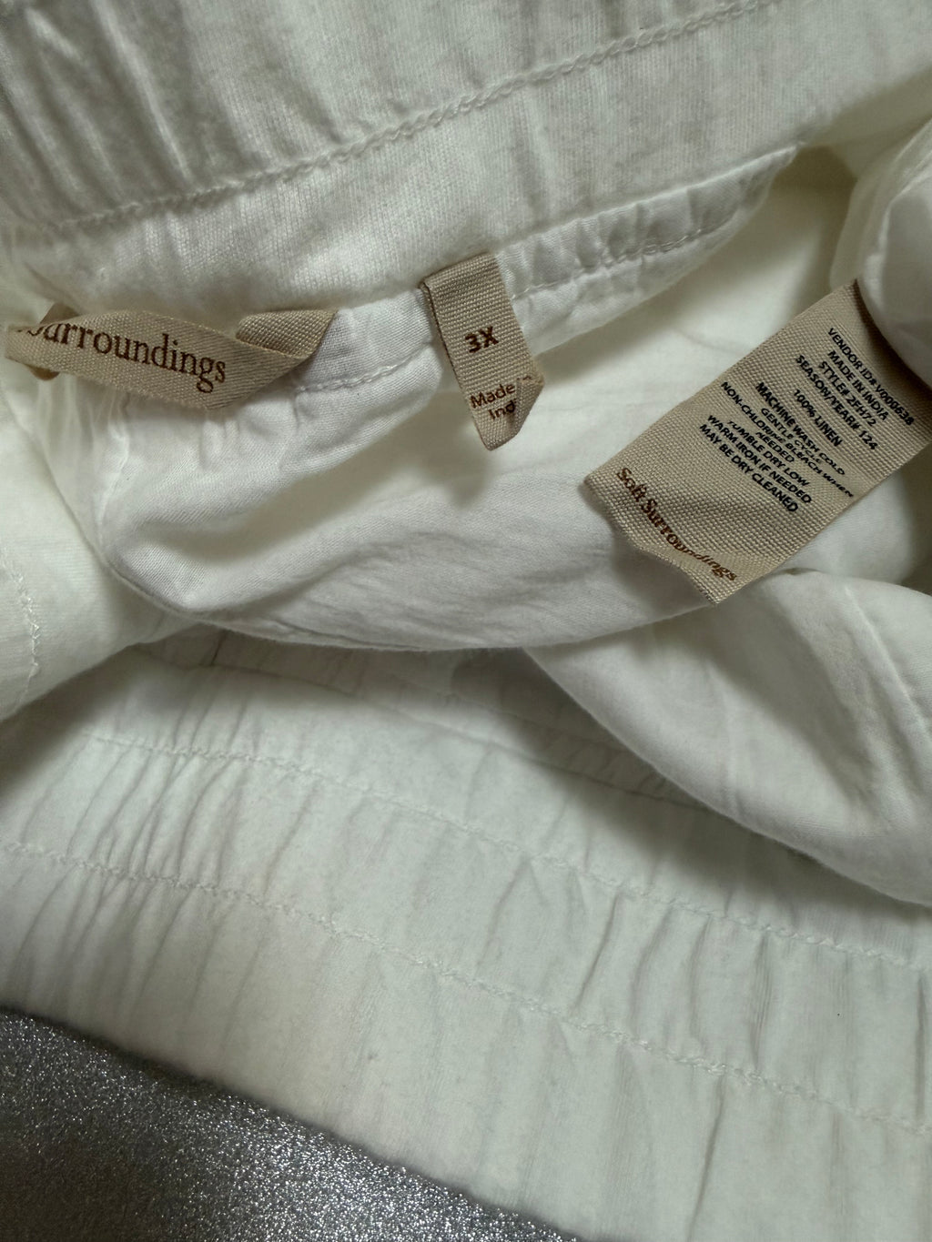 Soft Surroundings 100% Linen 3X White Straight Leg Pants