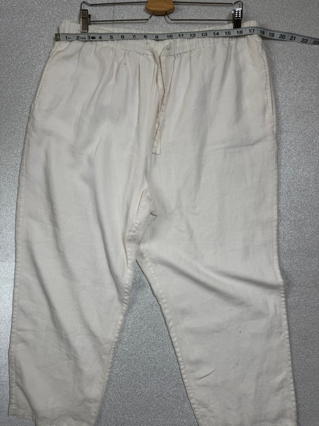 Orvis 100% Linen XL Petite (Size 18 size 20) White Taper Leg Pants