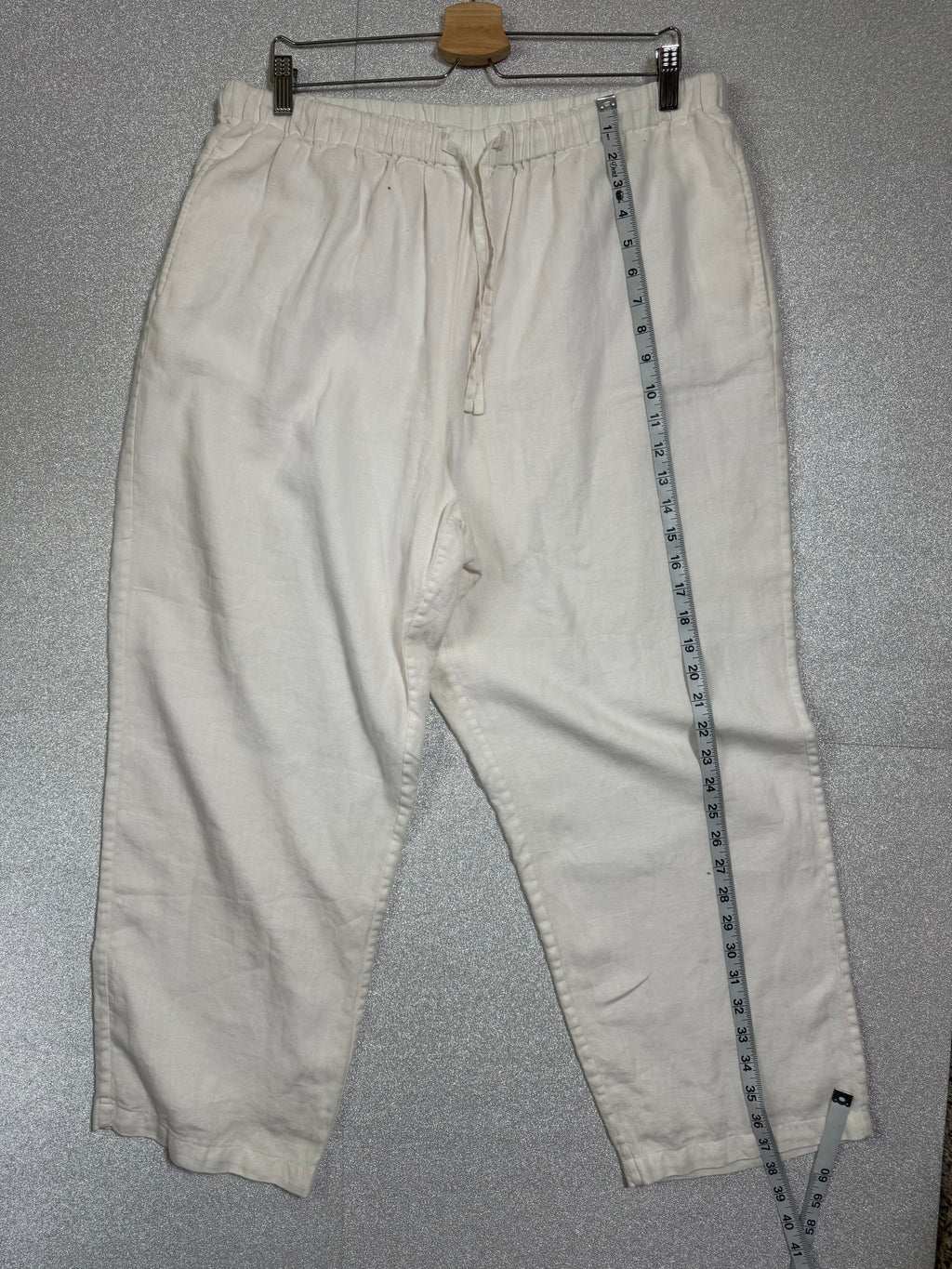 Orvis 100% Linen XL Petite (Size 18 size 20) White Taper Leg Pants