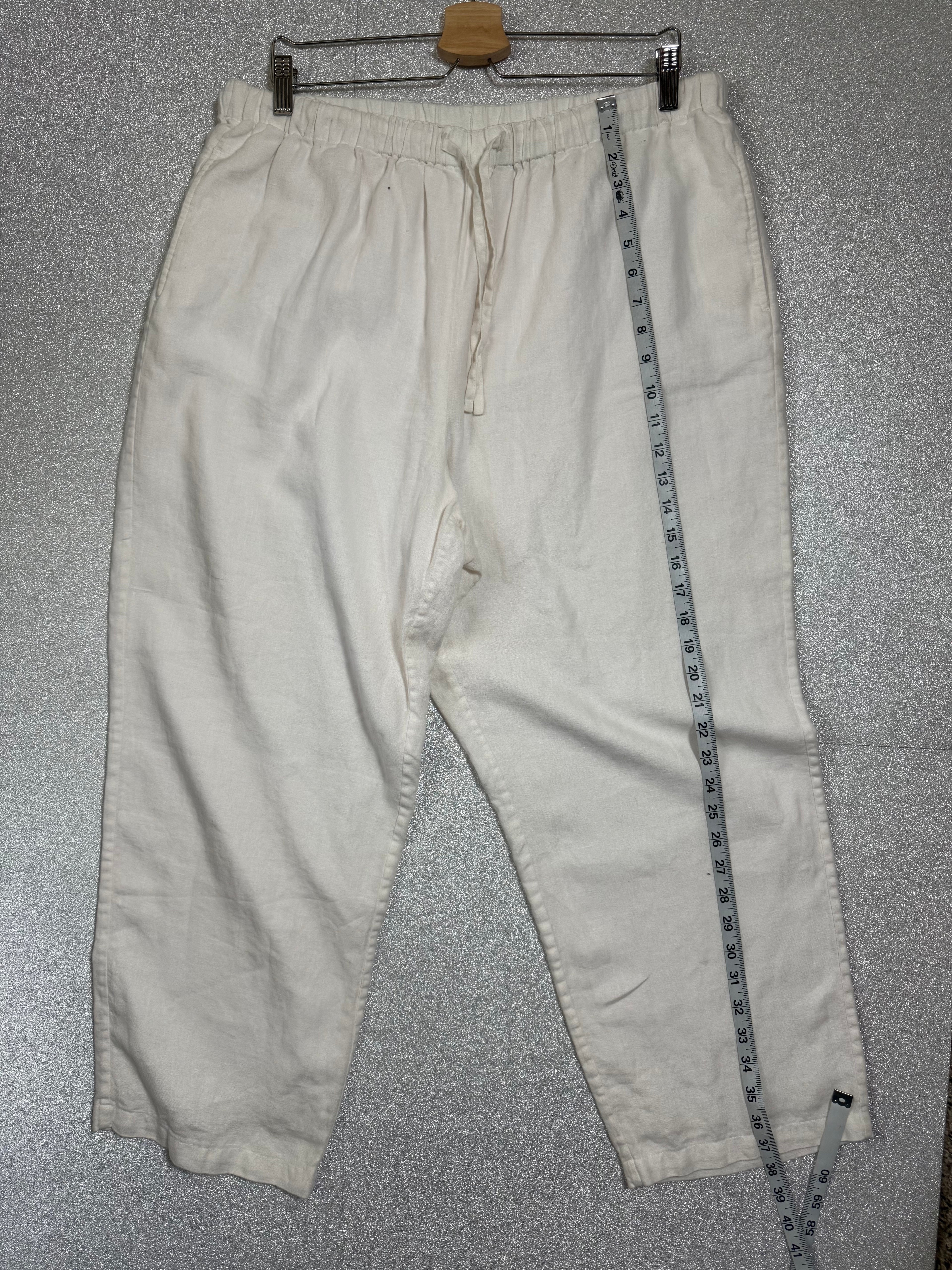 Orvis 100% Linen XL Petite (Size 18 size 20) White Taper Leg Pants
