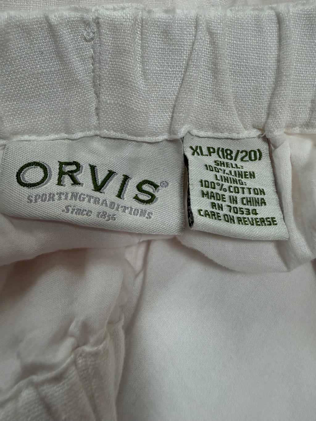 Orvis 100% Linen XL Petite (Size 18 size 20) White Taper Leg Pants