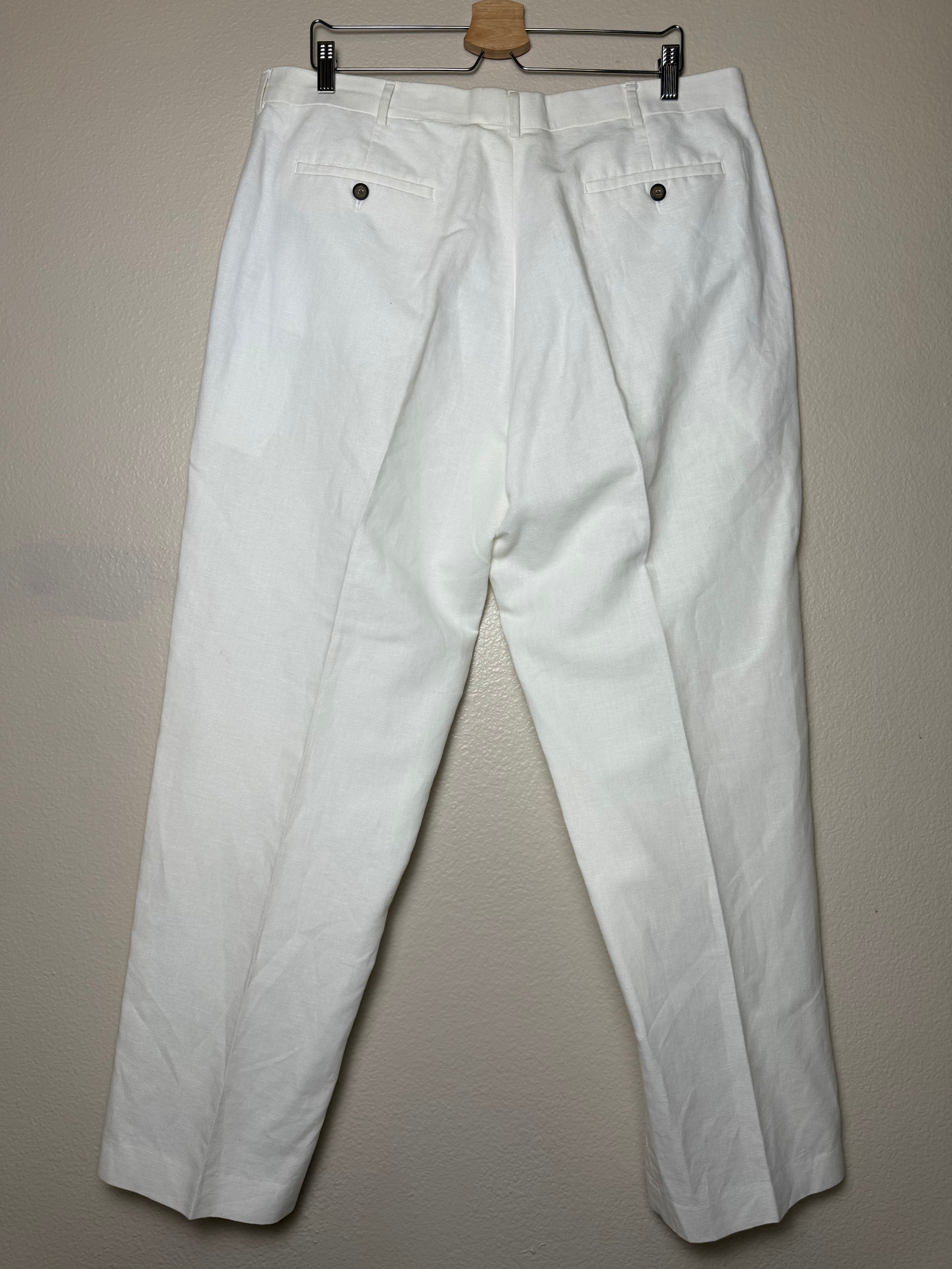 Axist 55% Linen 45% Cotton 1X 2X 38/32 White Taper Leg Pants