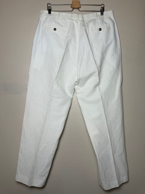 Axist 55% Linen 45% Cotton 1X 2X 38/32 White Taper Leg Pants