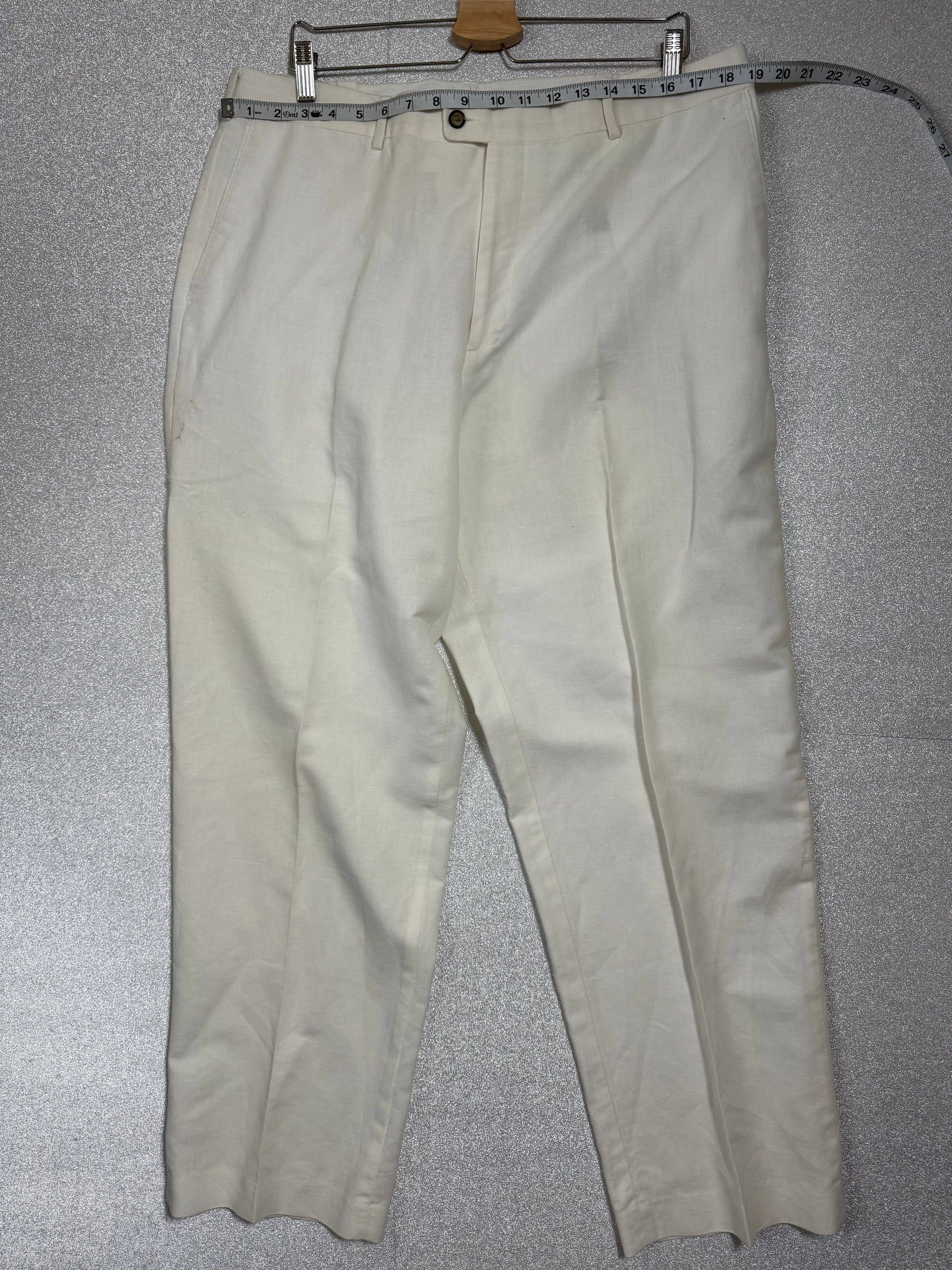 Axist 55% Linen 45% Cotton 1X 2X 38/32 White Taper Leg Pants