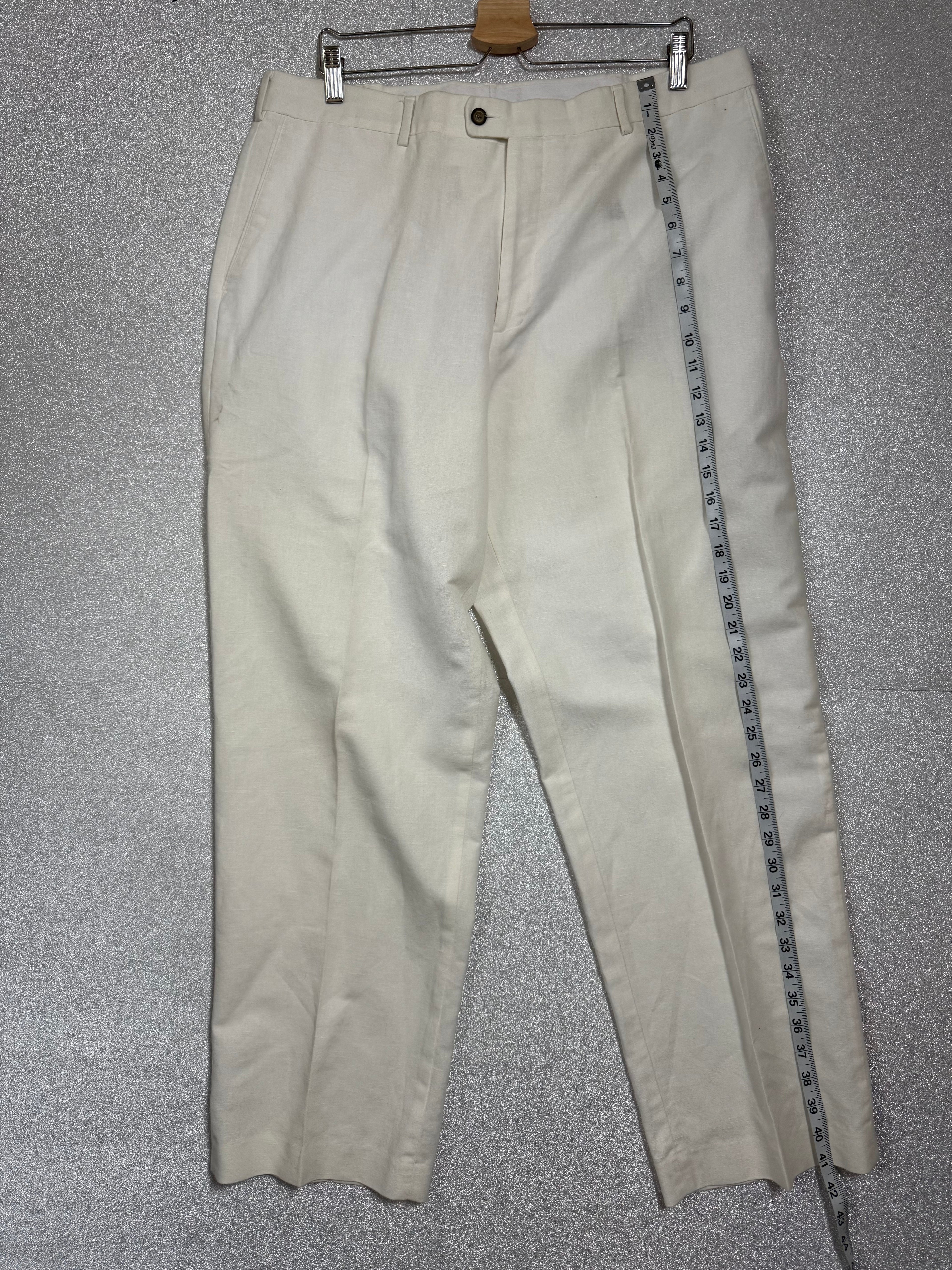 Axist 55% Linen 45% Cotton 1X 2X 38/32 White Taper Leg Pants
