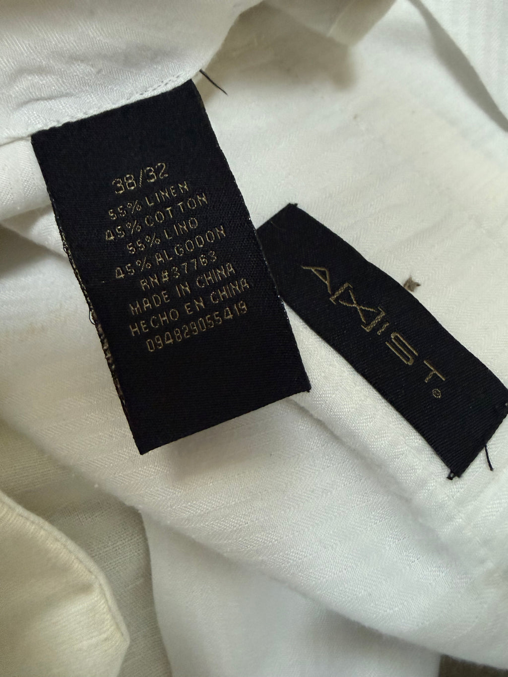 Axist 55% Linen 45% Cotton 1X 2X 38/32 White Taper Leg Pants