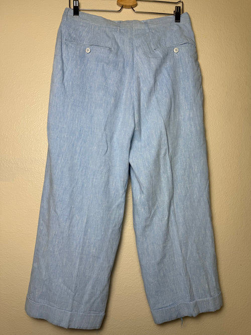 Bergali 100% Linen 34 Light Blue Straight Leg Pants