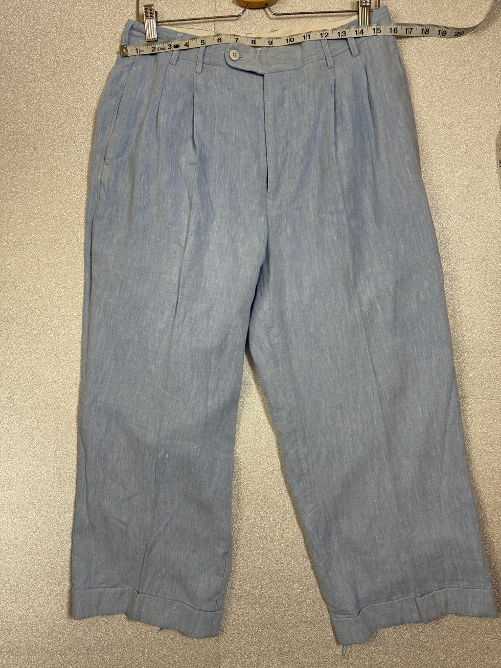 Bergali 100% Linen 34 Light Blue Straight Leg Pants