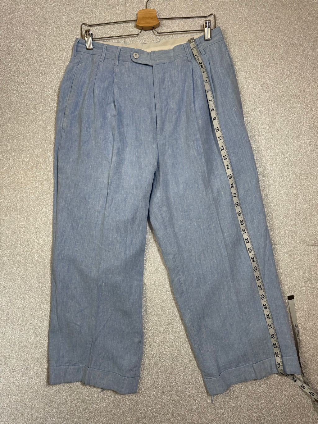 Bergali 100% Linen 34 Light Blue Straight Leg Pants