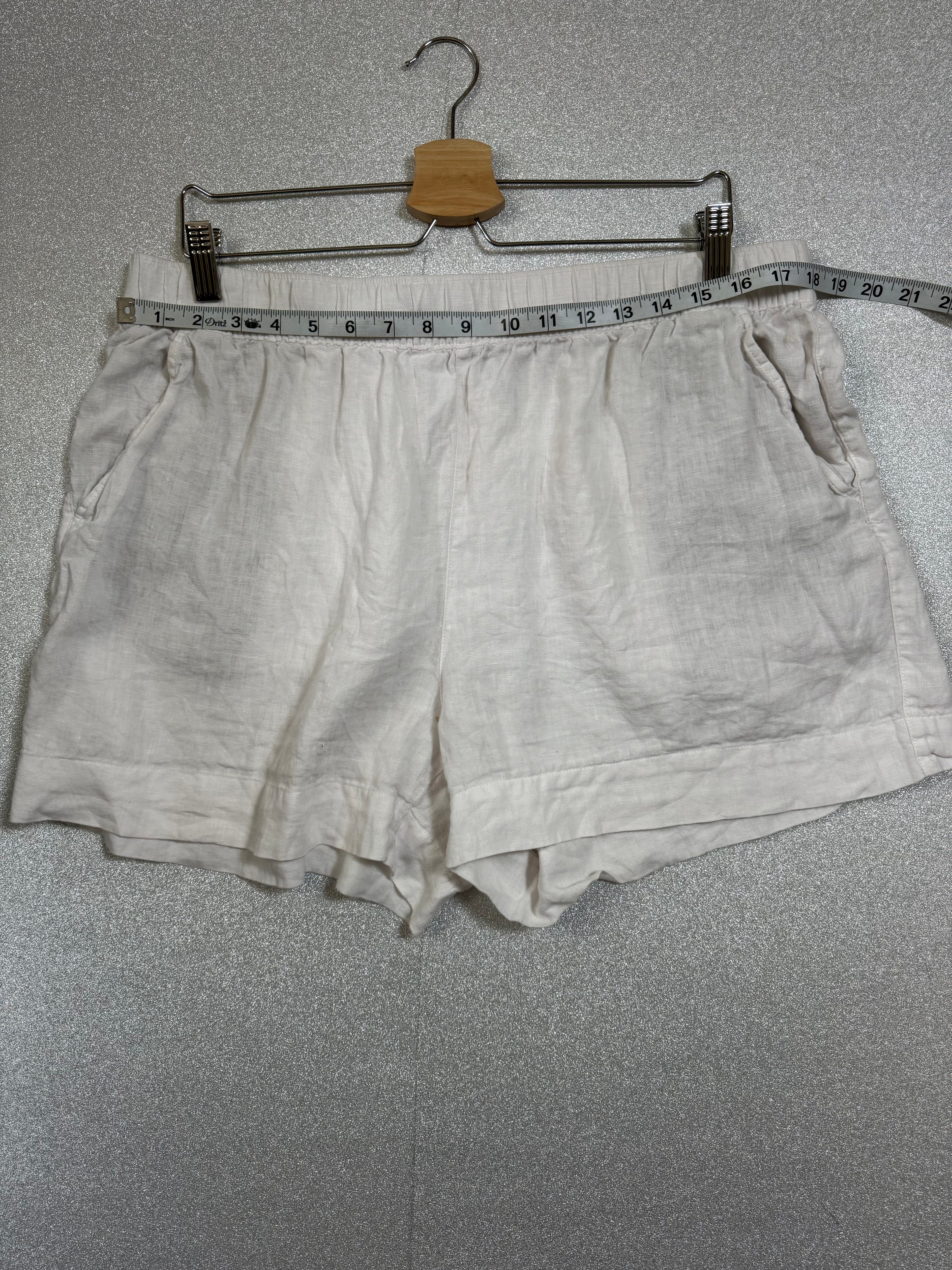 C&C California 100% Linen XL White Shorts