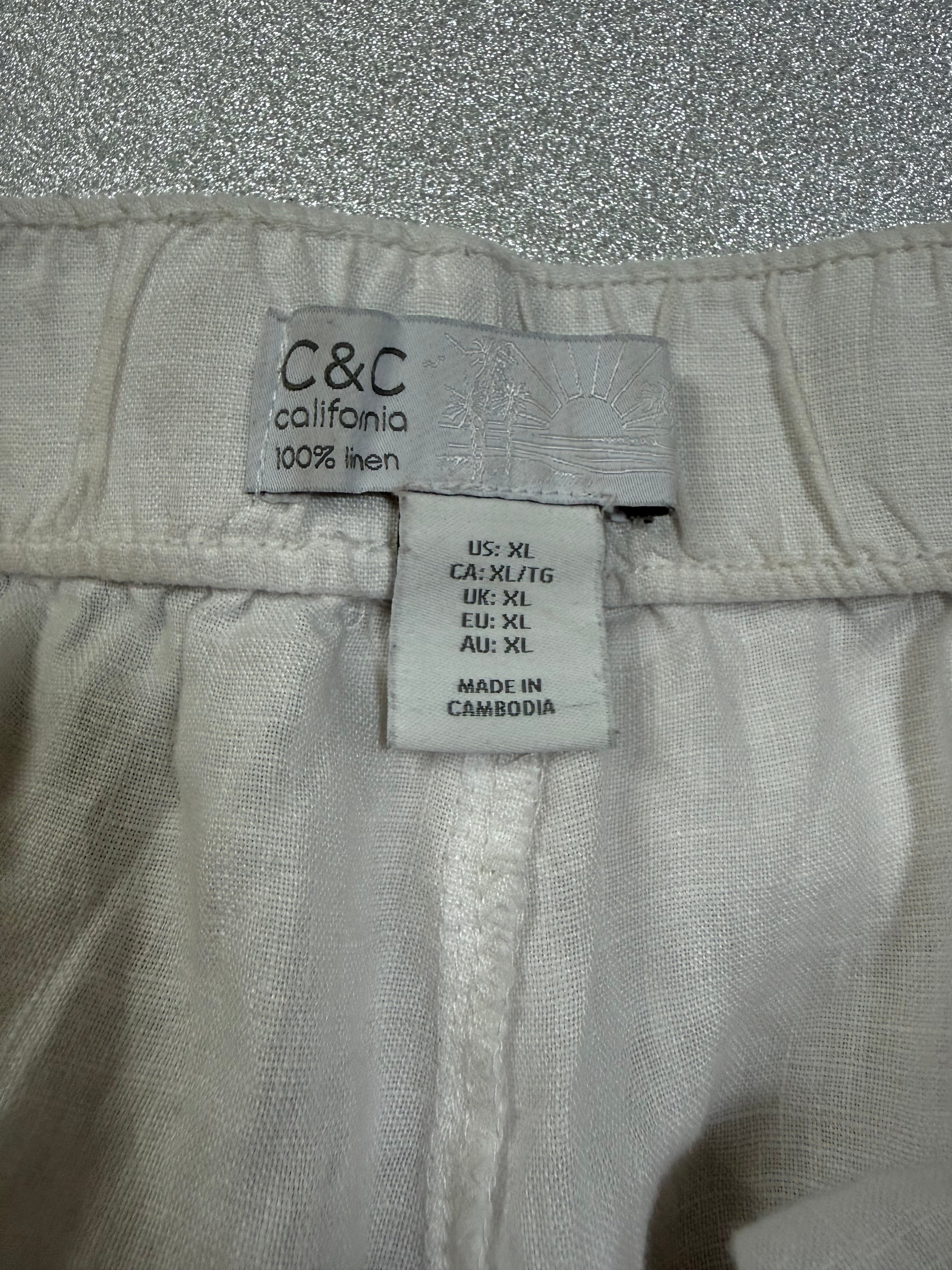C&C California 100% Linen XL White Shorts