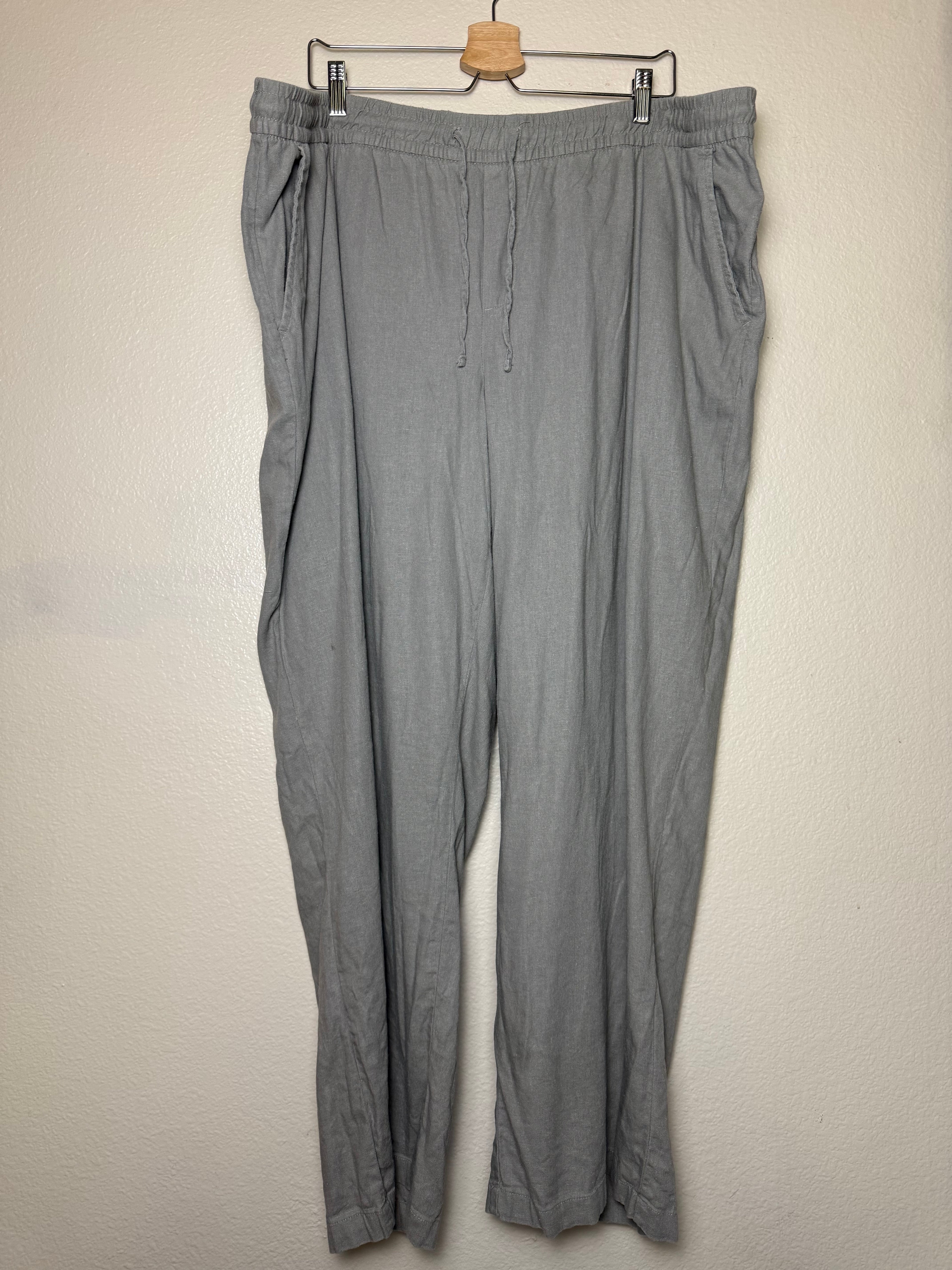 Old Navy 55% Linen 45% Rayon 2X Army Green Taper Leg Pants