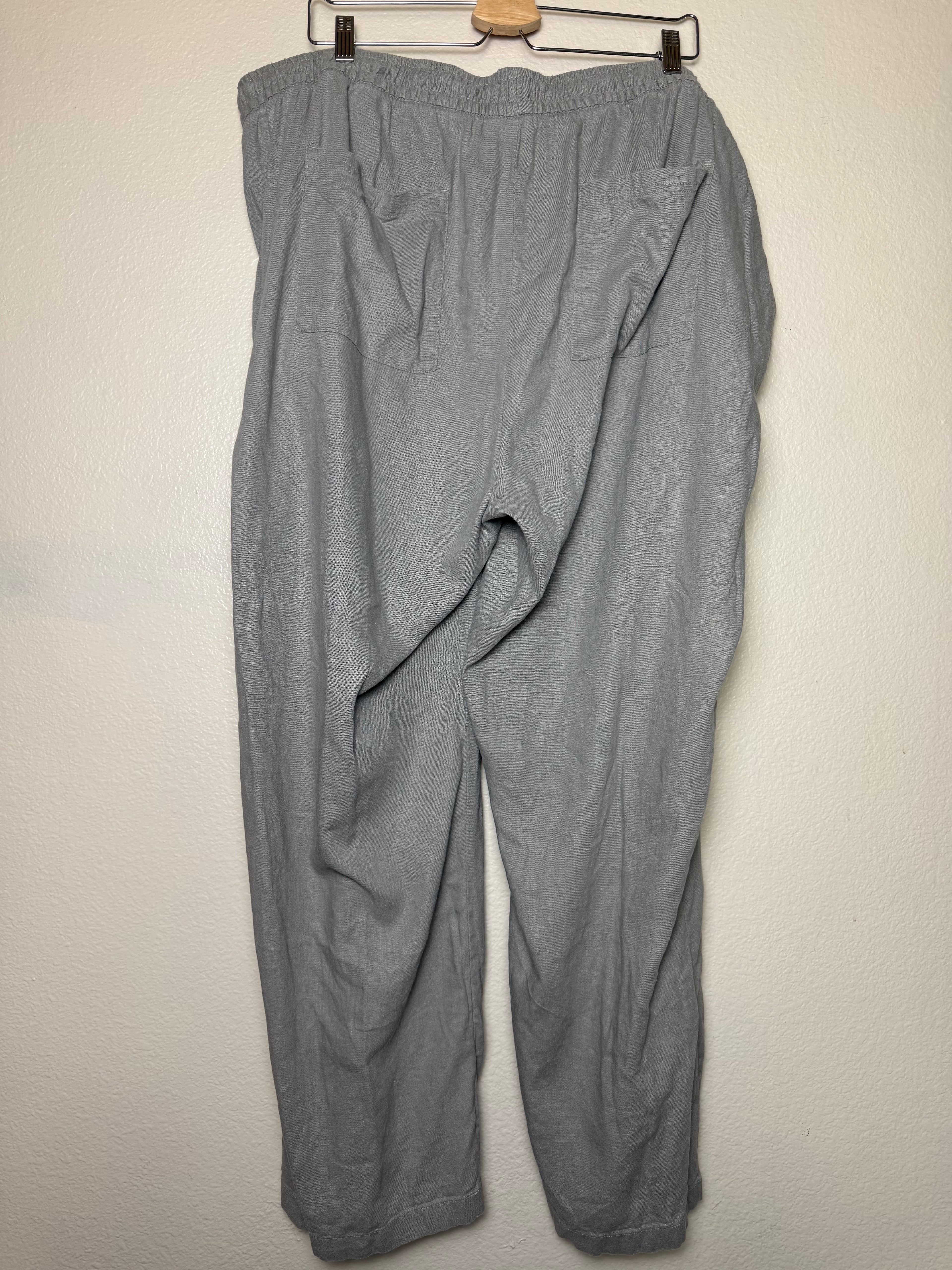 Old Navy 55% Linen 45% Rayon 2X Army Green Taper Leg Pants