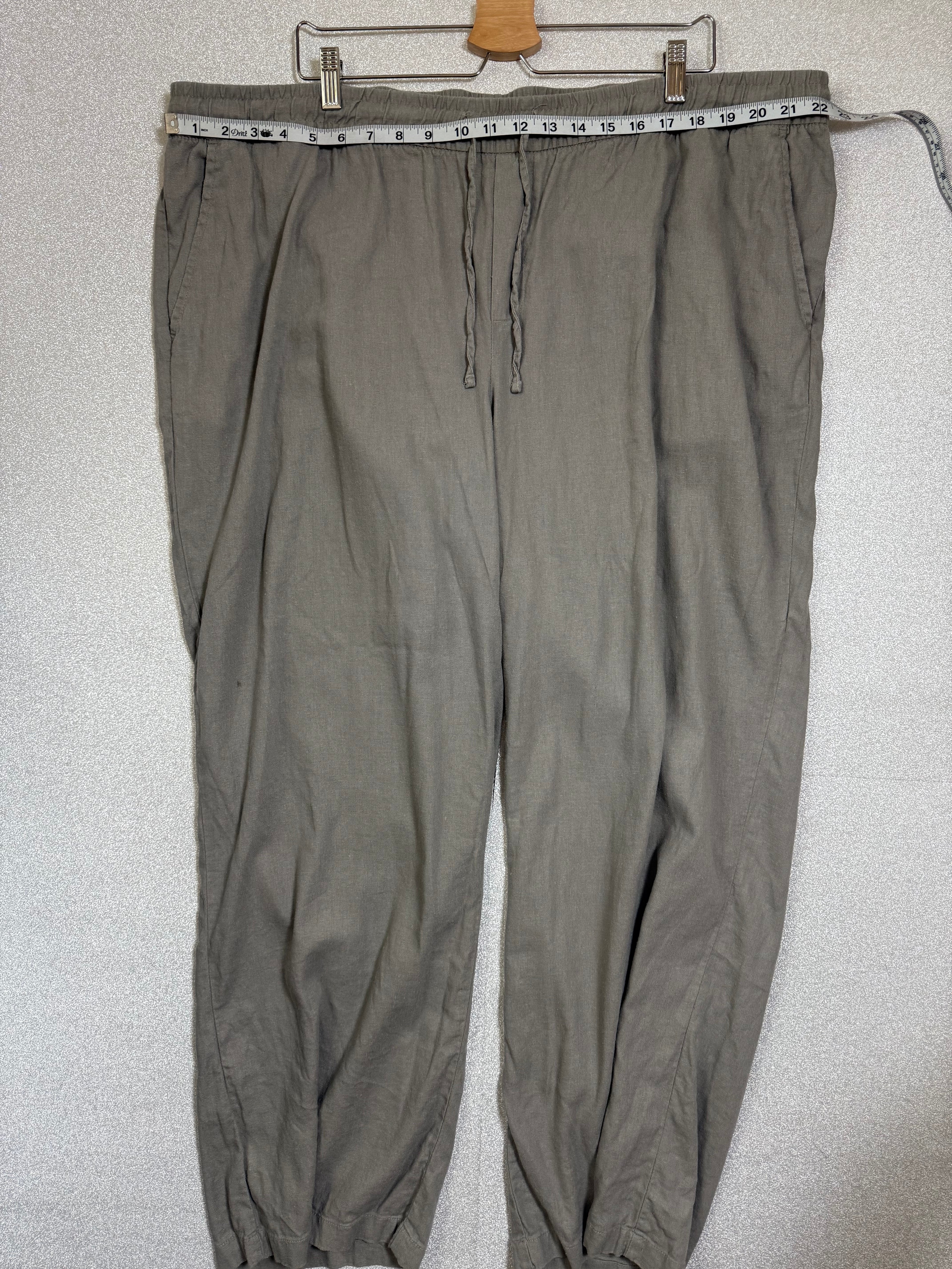 Old Navy 55% Linen 45% Rayon 2X Army Green Taper Leg Pants