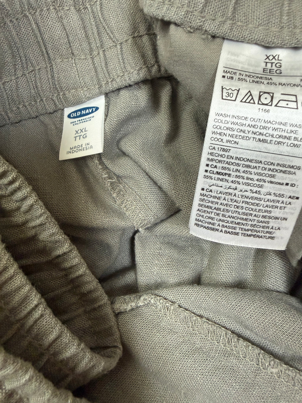 Old Navy 55% Linen 45% Rayon 2X Army Green Taper Leg Pants
