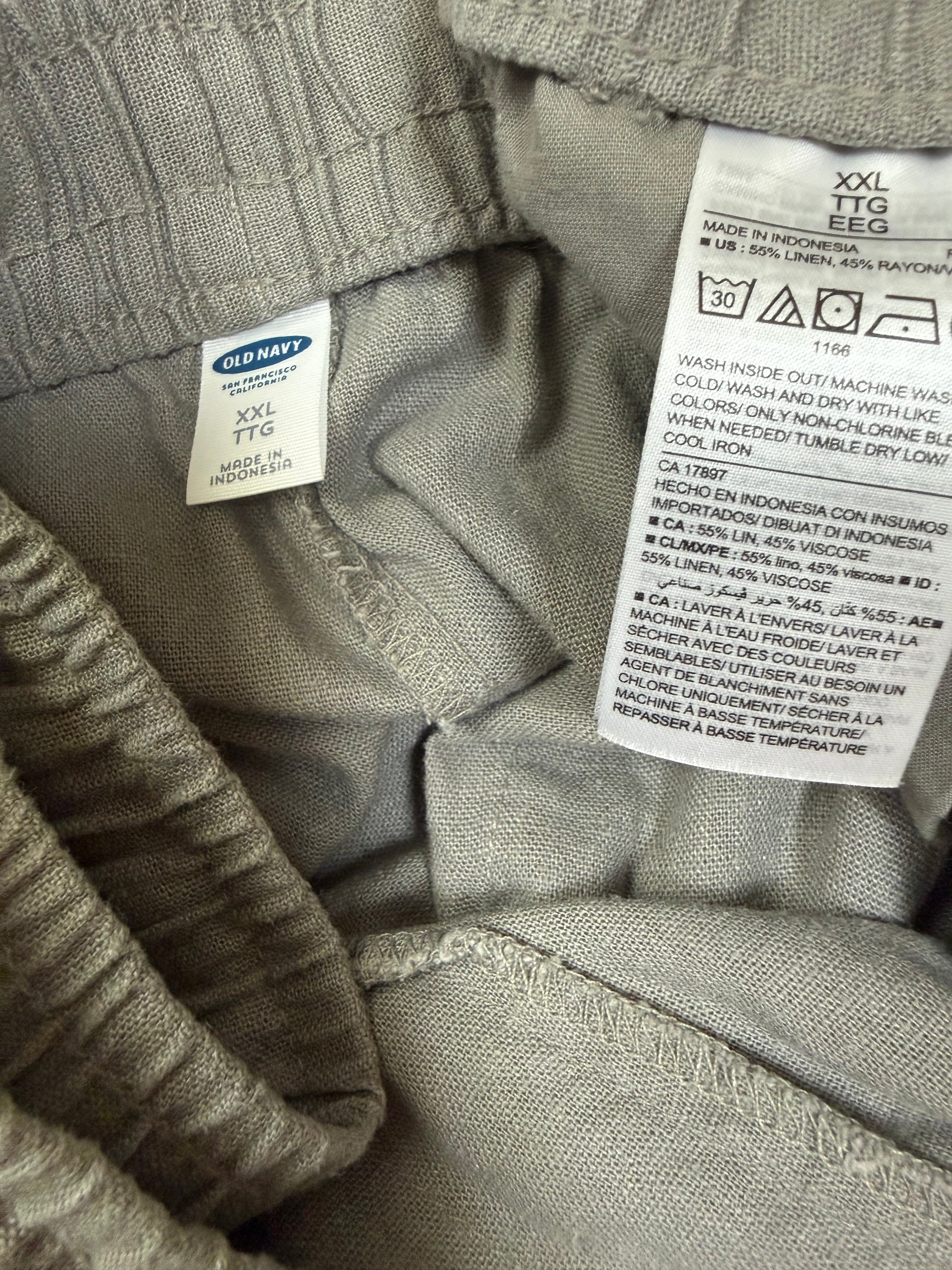 Old Navy 55% Linen 45% Rayon 2X Army Green Taper Leg Pants