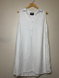 Tahari 100% Linen XL White with Beige Stripes Collared Tank Top Mini Dress