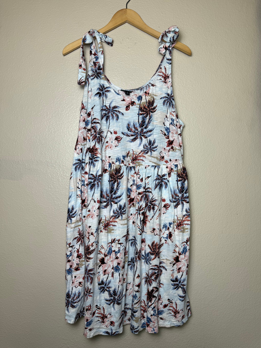 Torrid 100% Cotton 3X White Plant Print Tank Top Mini Dress