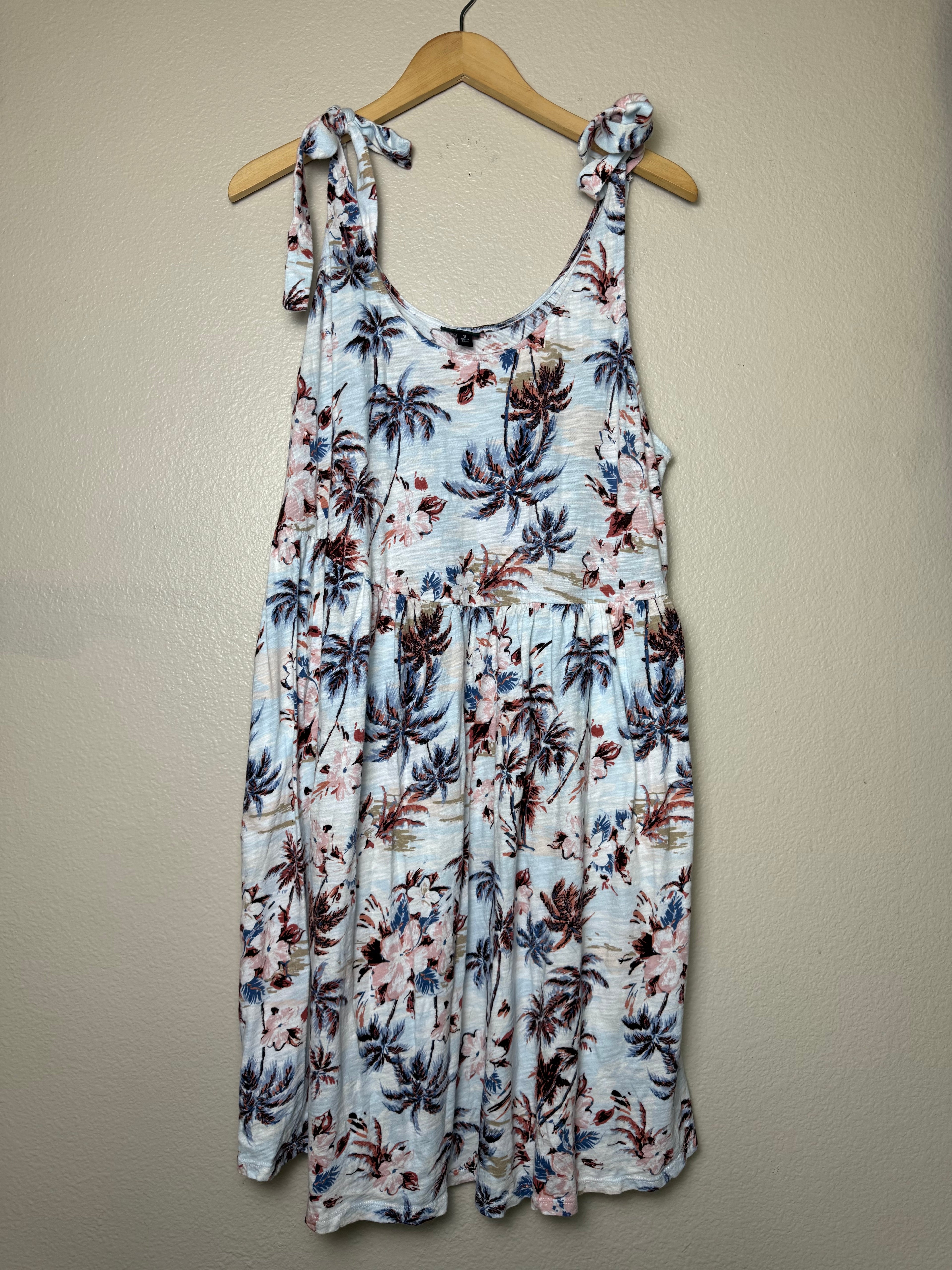 Torrid 100% Cotton 3X White Plant Print Tank Top Mini Dress