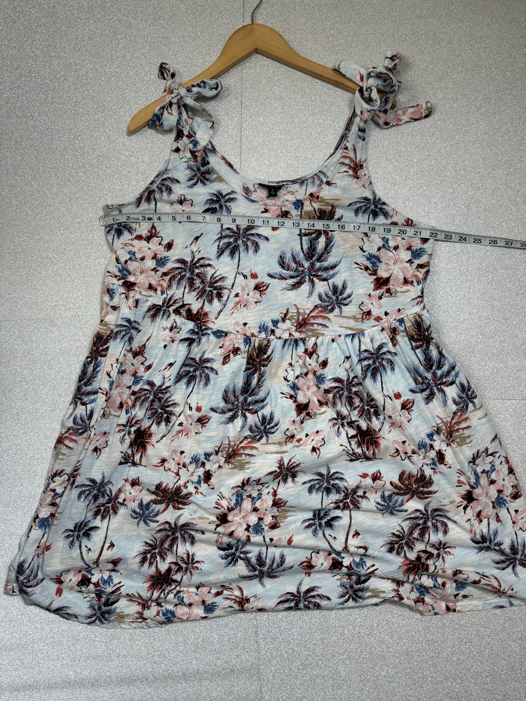 Torrid 100% Cotton 3X White Plant Print Tank Top Mini Dress