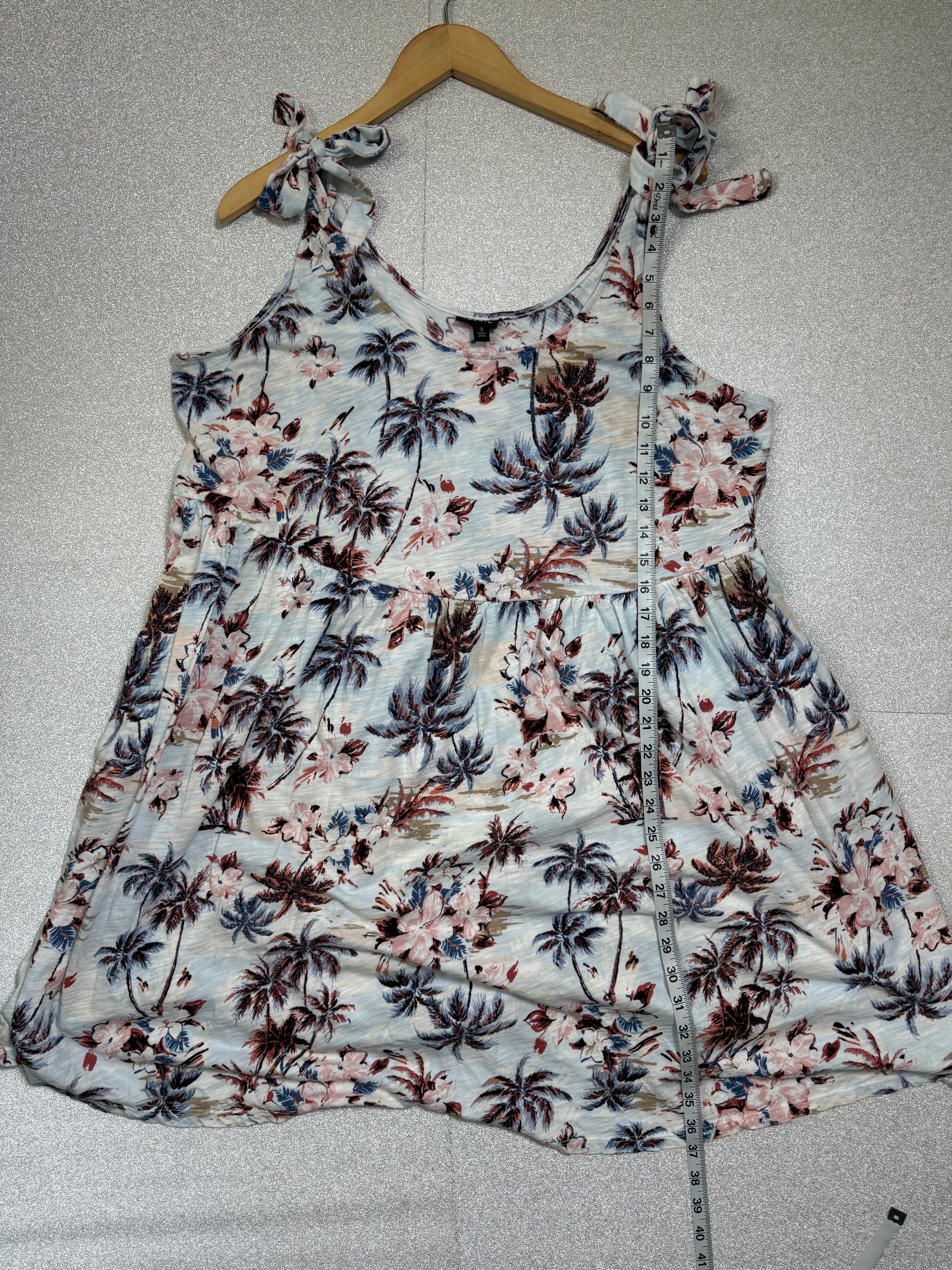 Torrid 100% Cotton 3X White Plant Print Tank Top Mini Dress
