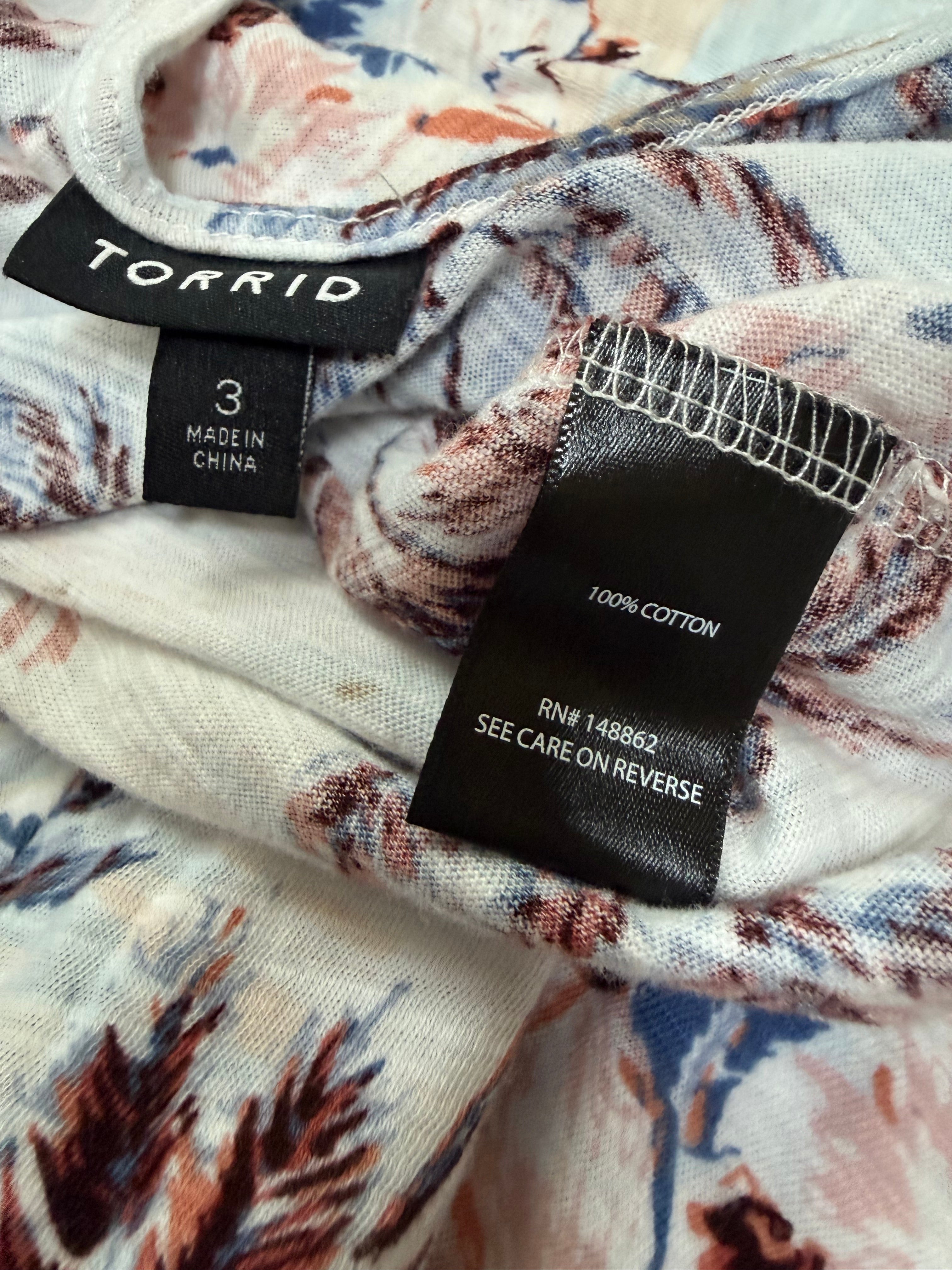 Torrid 100% Cotton 3X White Plant Print Tank Top Mini Dress