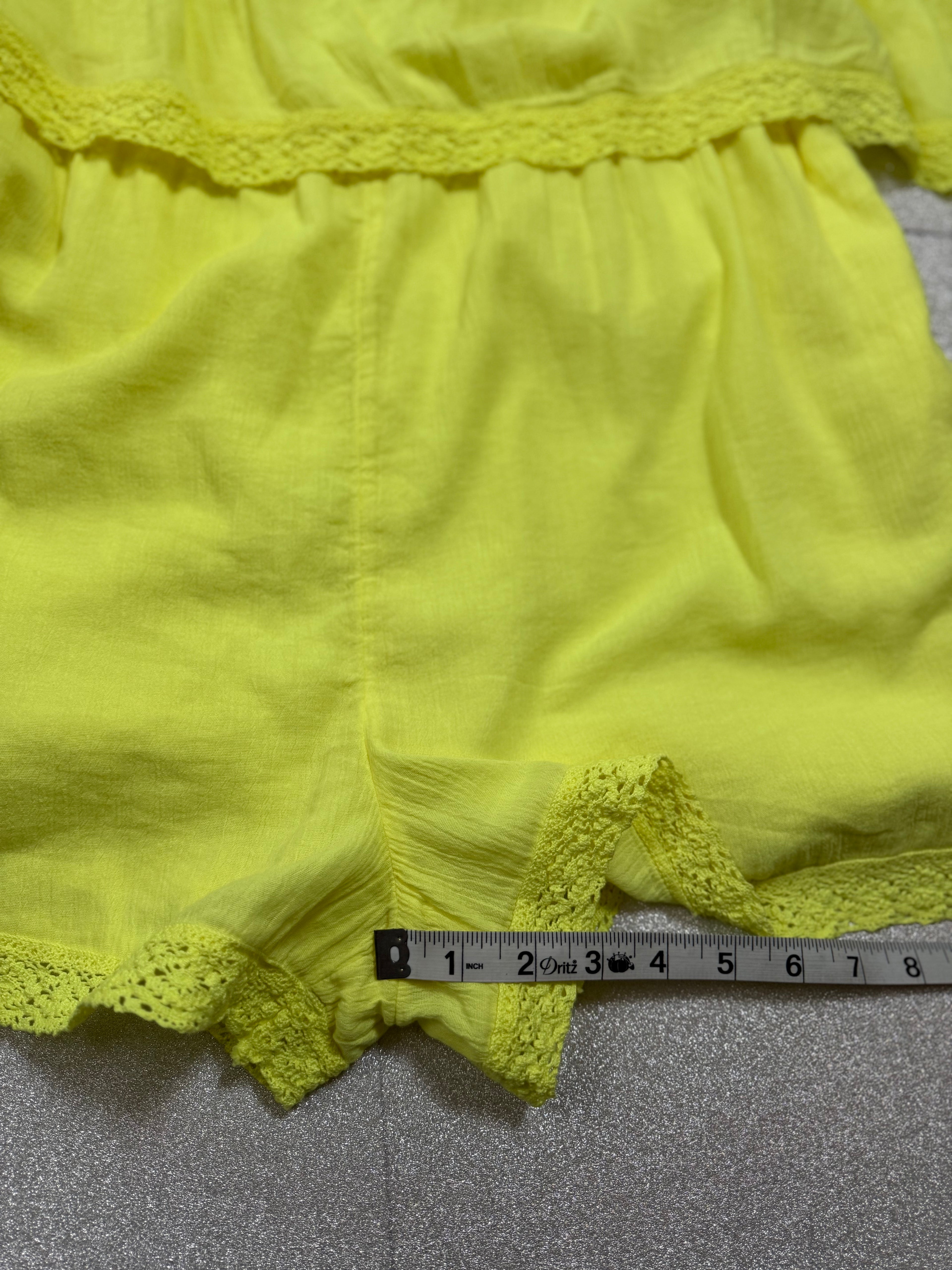 Aerie 55% Cotton 45% Viscose L Neon Yellow Spaghetti Strap Romper
