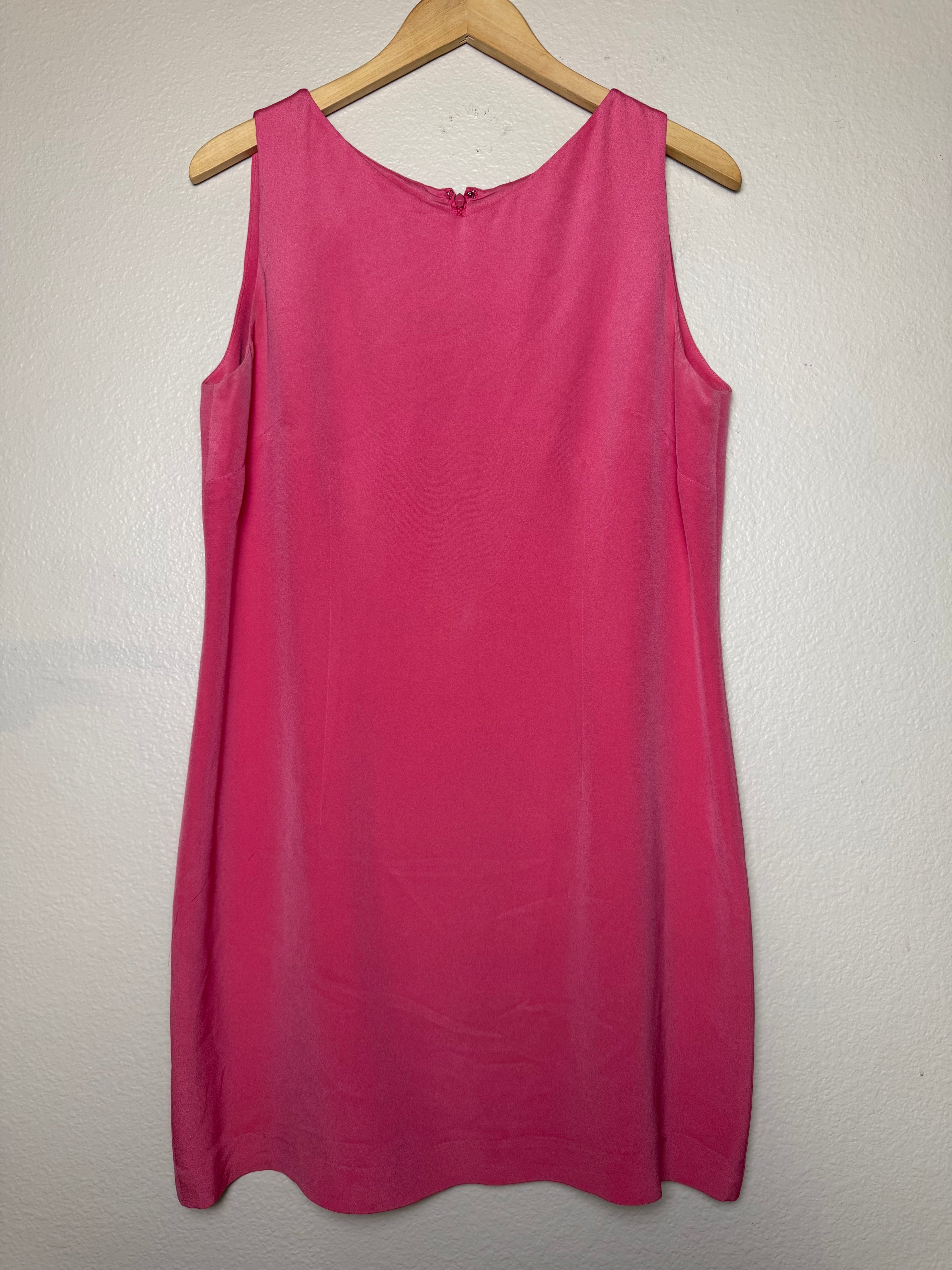 Amanda Smith Petites 100% Silk 14 Petite Pink Tank Top Mini Dress