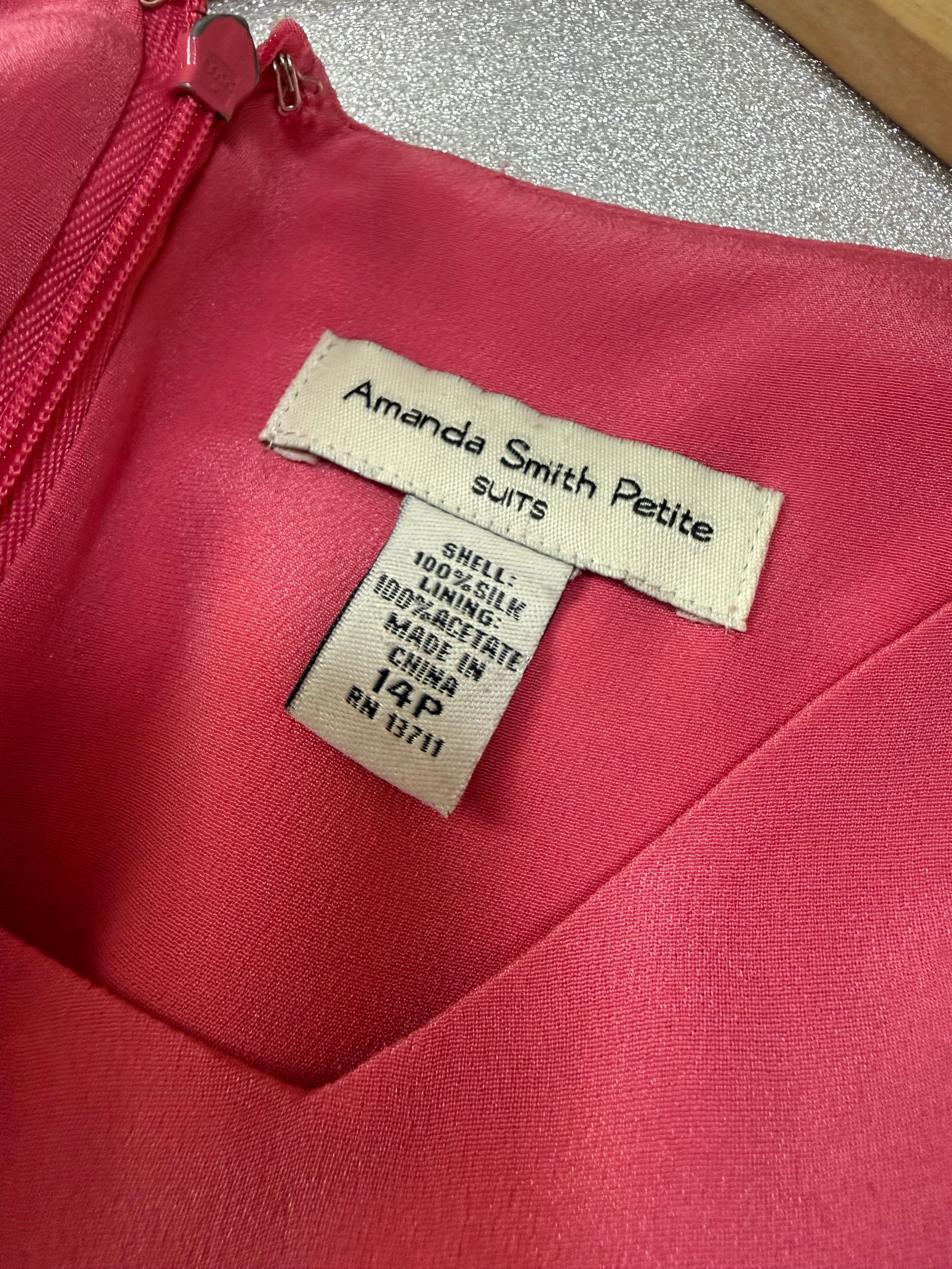 Amanda Smith Petites 100% Silk 14 Petite Pink Tank Top Mini Dress