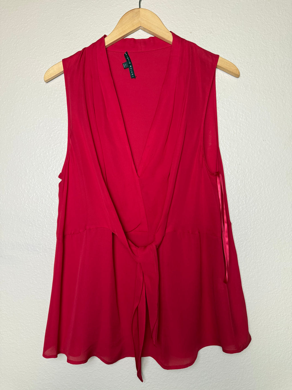 Antonio Melani 100% Silk L Red Tank Top