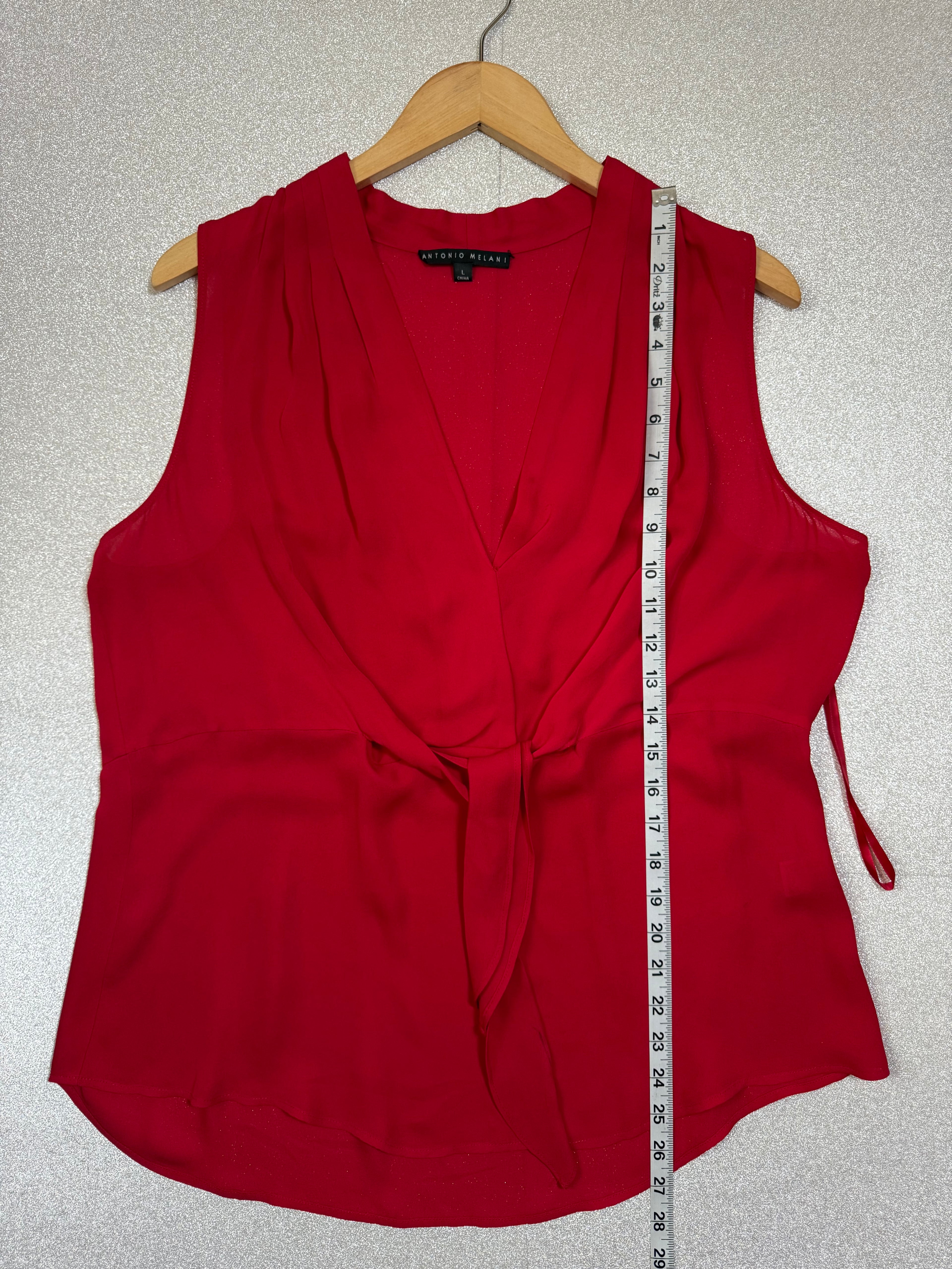 Antonio Melani 100% Silk L Red Tank Top