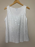 Charter Club 79% Cotton 21% Silk M White with Sequin Detail Tank Top