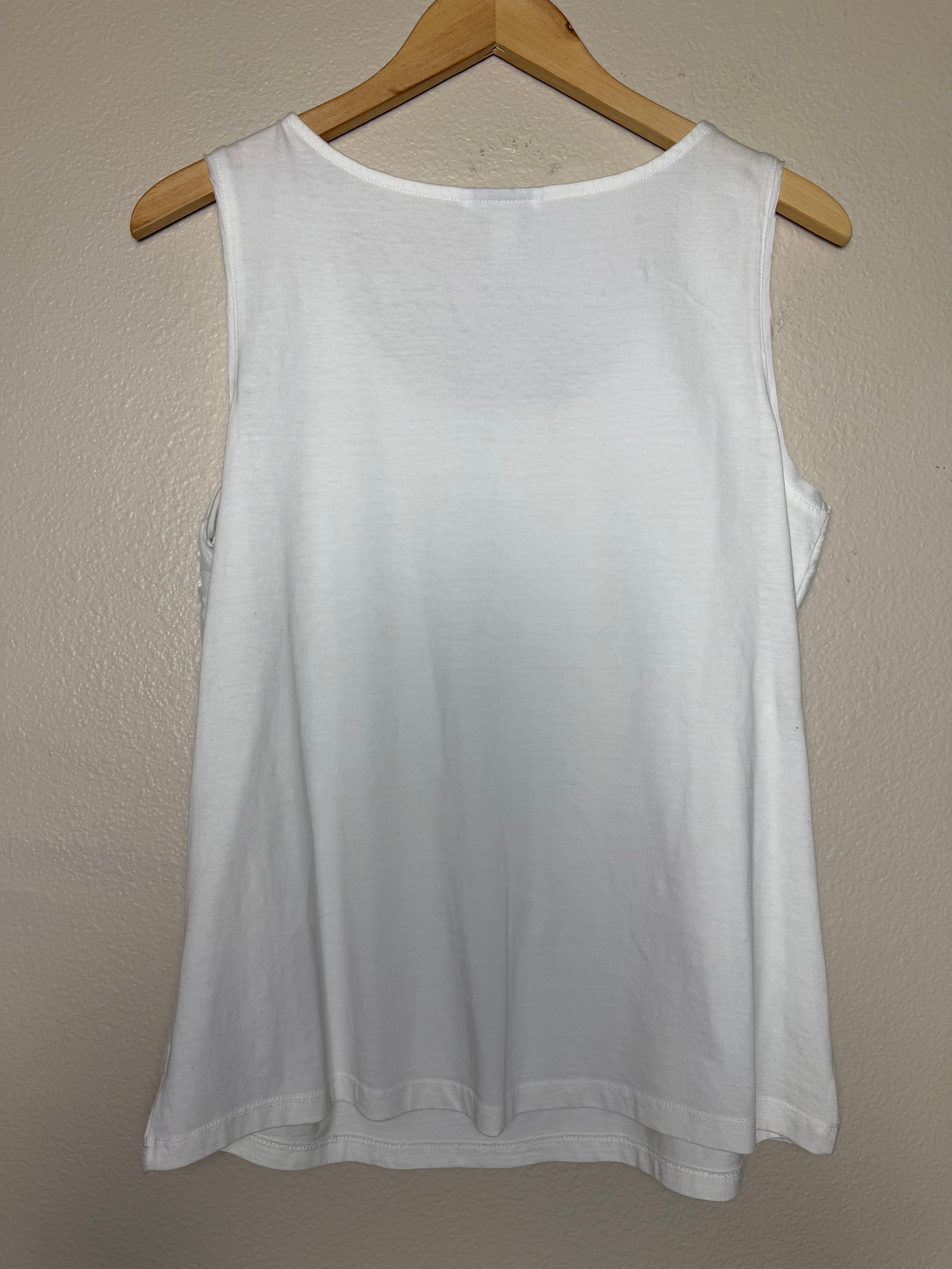 Charter Club 79% Cotton 21% Silk M White with Sequin Detail Tank Top