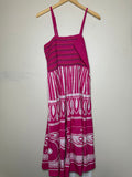 Jackpot 100% Cotton One Size (XL, 2X, 3X) Pink with White Design Spahetti Strap Midi Dress