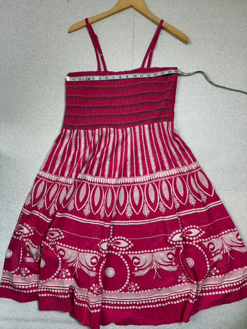 Jackpot 100% Cotton One Size (XL, 2X, 3X) Pink with White Design Spahetti Strap Midi Dress