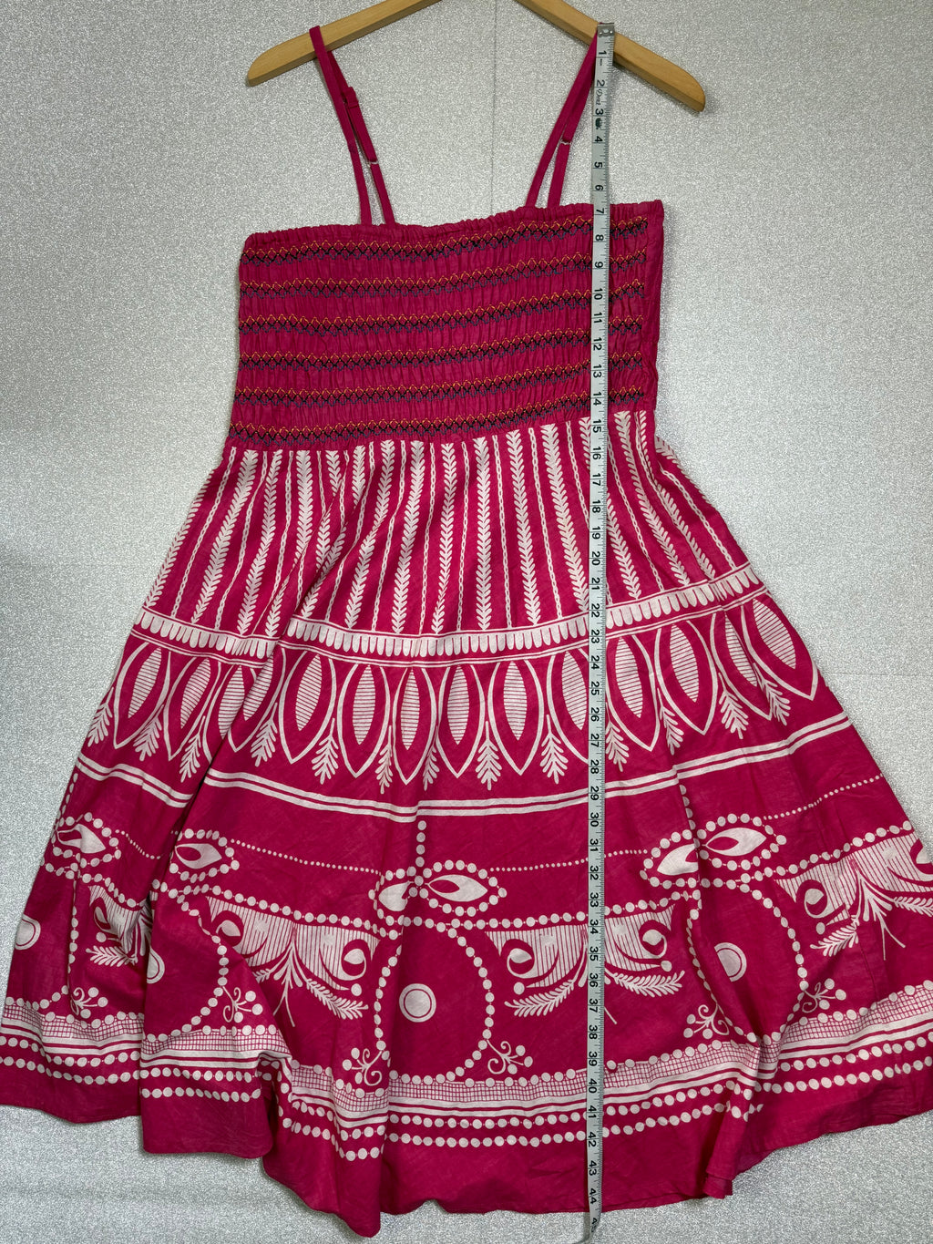 Jackpot 100% Cotton One Size (XL, 2X, 3X) Pink with White Design Spahetti Strap Midi Dress