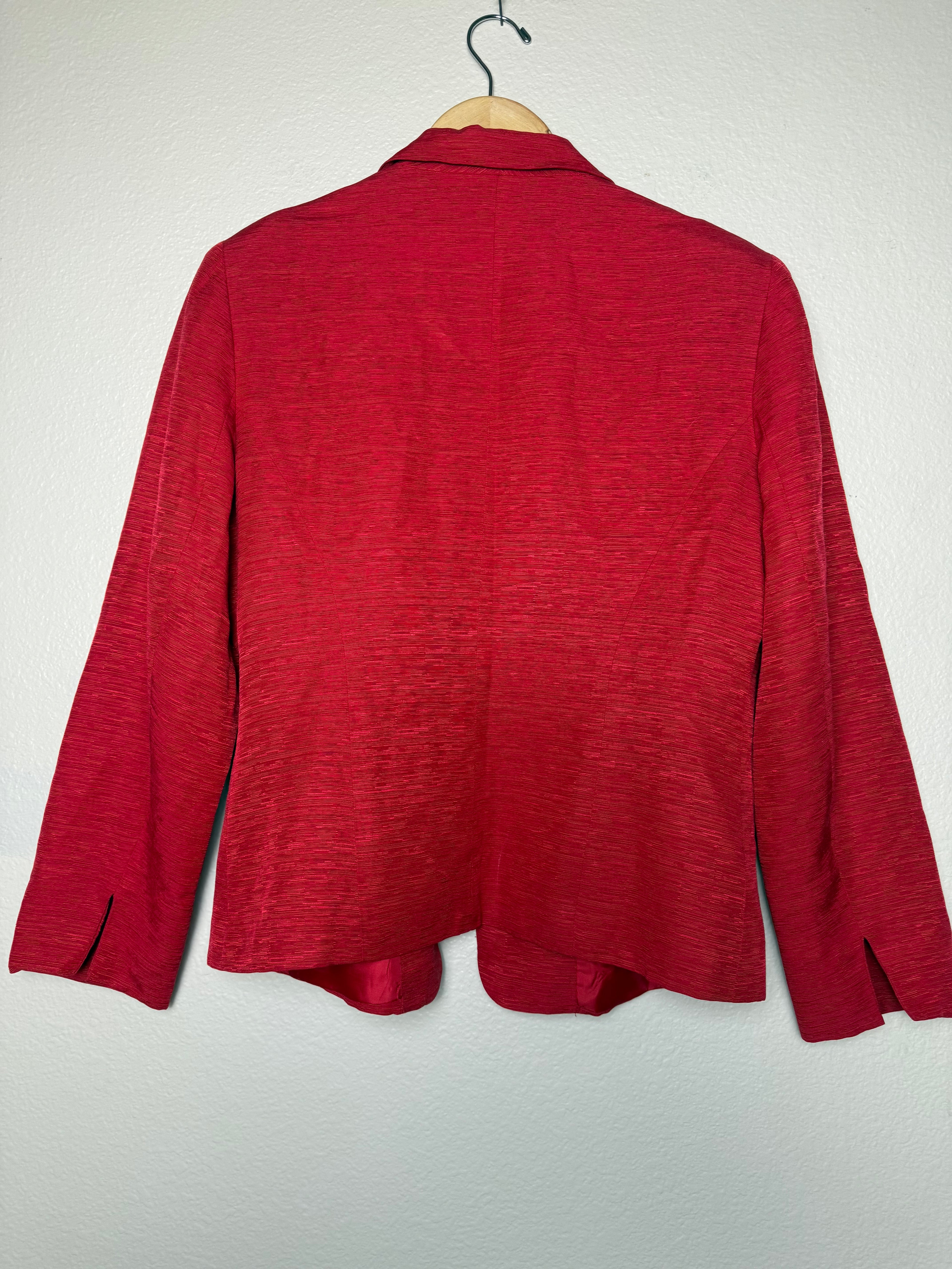 Sag Harbor 100% Silk Size 10 Petite Red Blazer