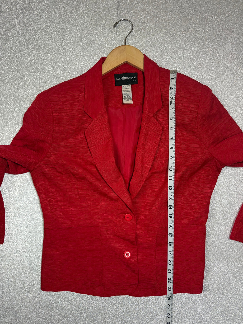 Sag Harbor 100% Silk Size 10 Petite Red Blazer
