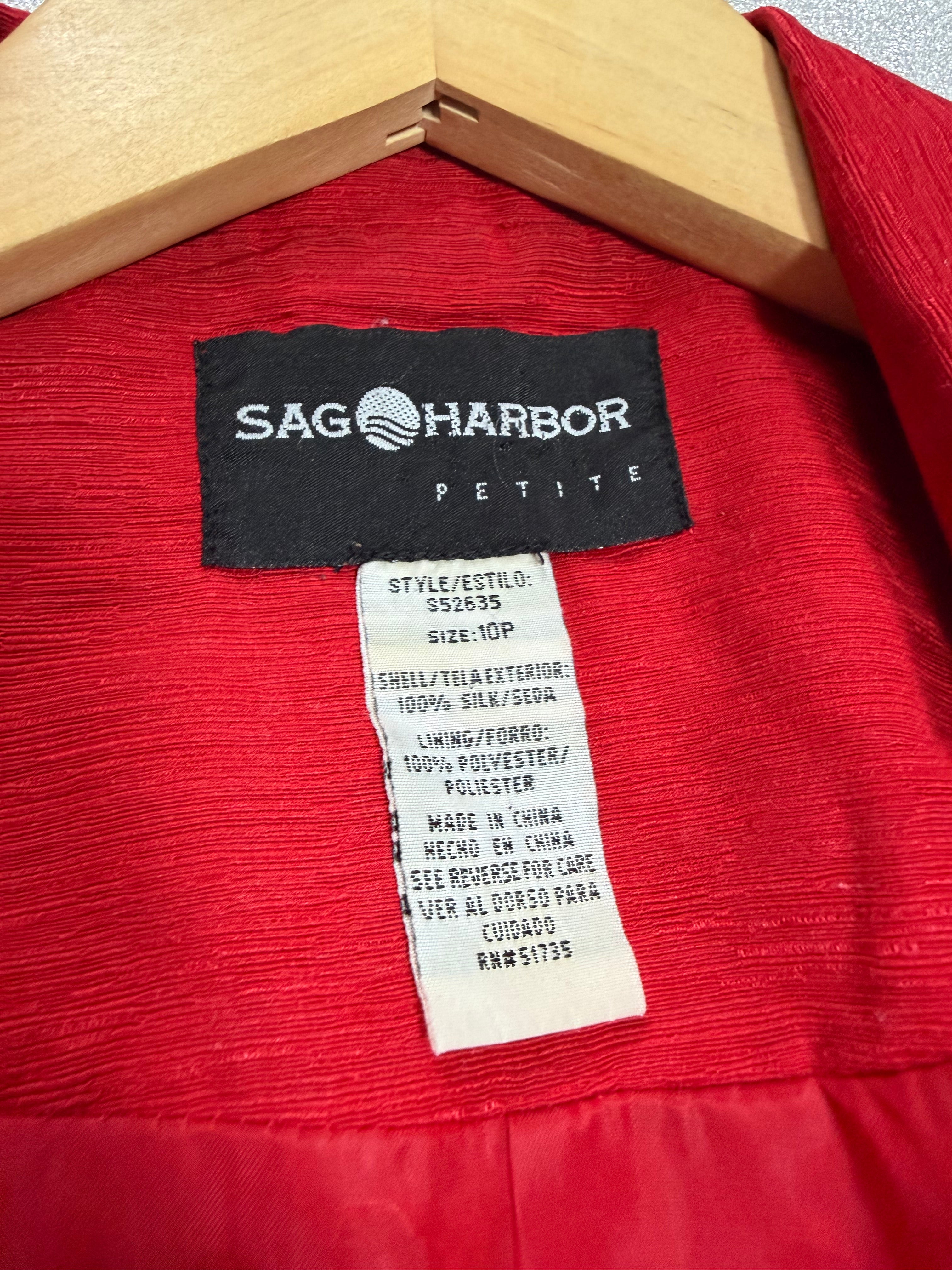 Sag Harbor 100% Silk Size 10 Petite Red Blazer