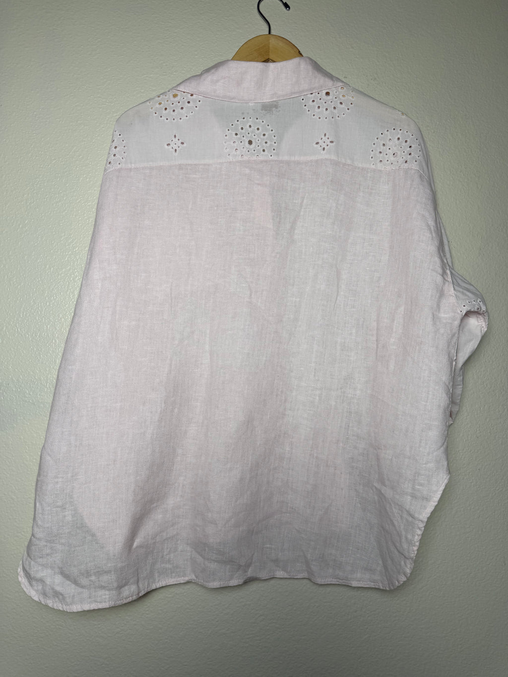 Astrid 100% Linen M Light Pink 3/4 Sleeve Button Down Shirt