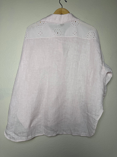 Astrid 100% Linen M Light Pink 3/4 Sleeve Button Down Shirt