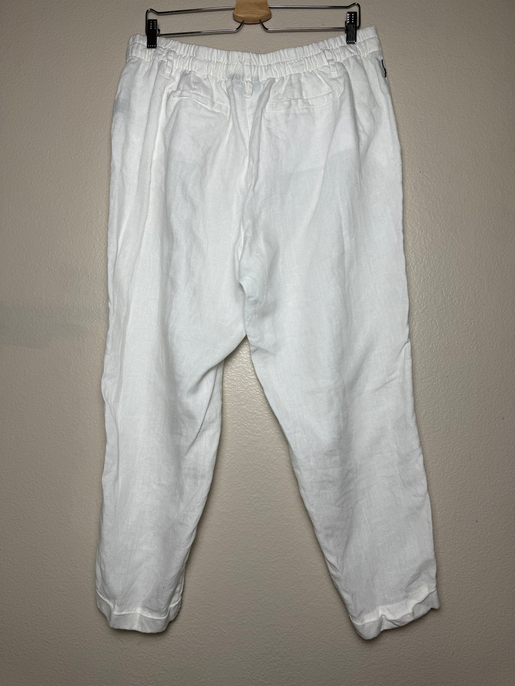 Premise 100% Linen Size 14 W White Taper Leg Pants